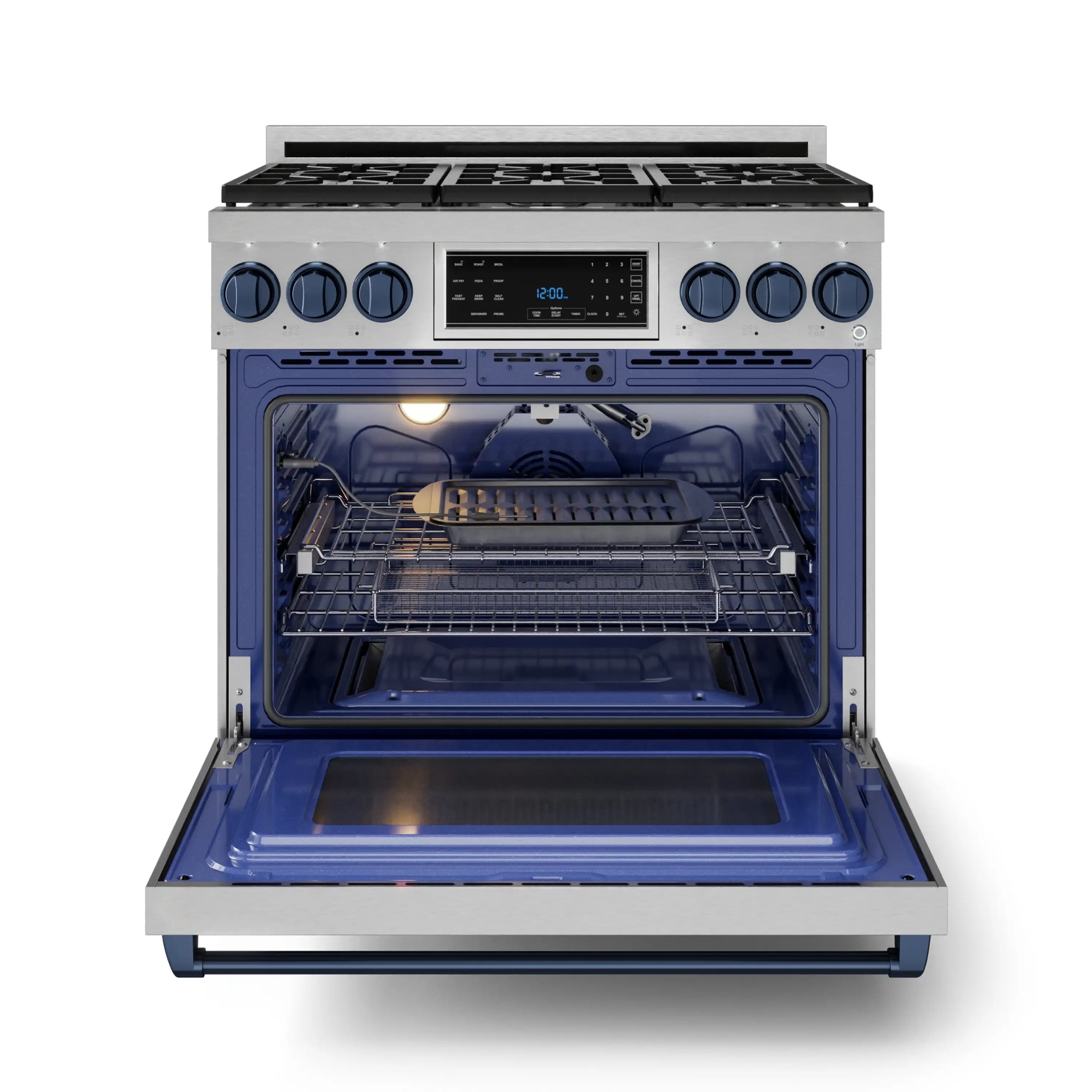 Gordon Ramsay by Thor Kitchen 36-Inch Professional Propane Gas Range with Tilt Panel Touch Control and 6.0 Cu. Ft. Self Clean Oven in Stainless Steel with Navy Blue Trim (RSG36LP-BLU) - Image 7