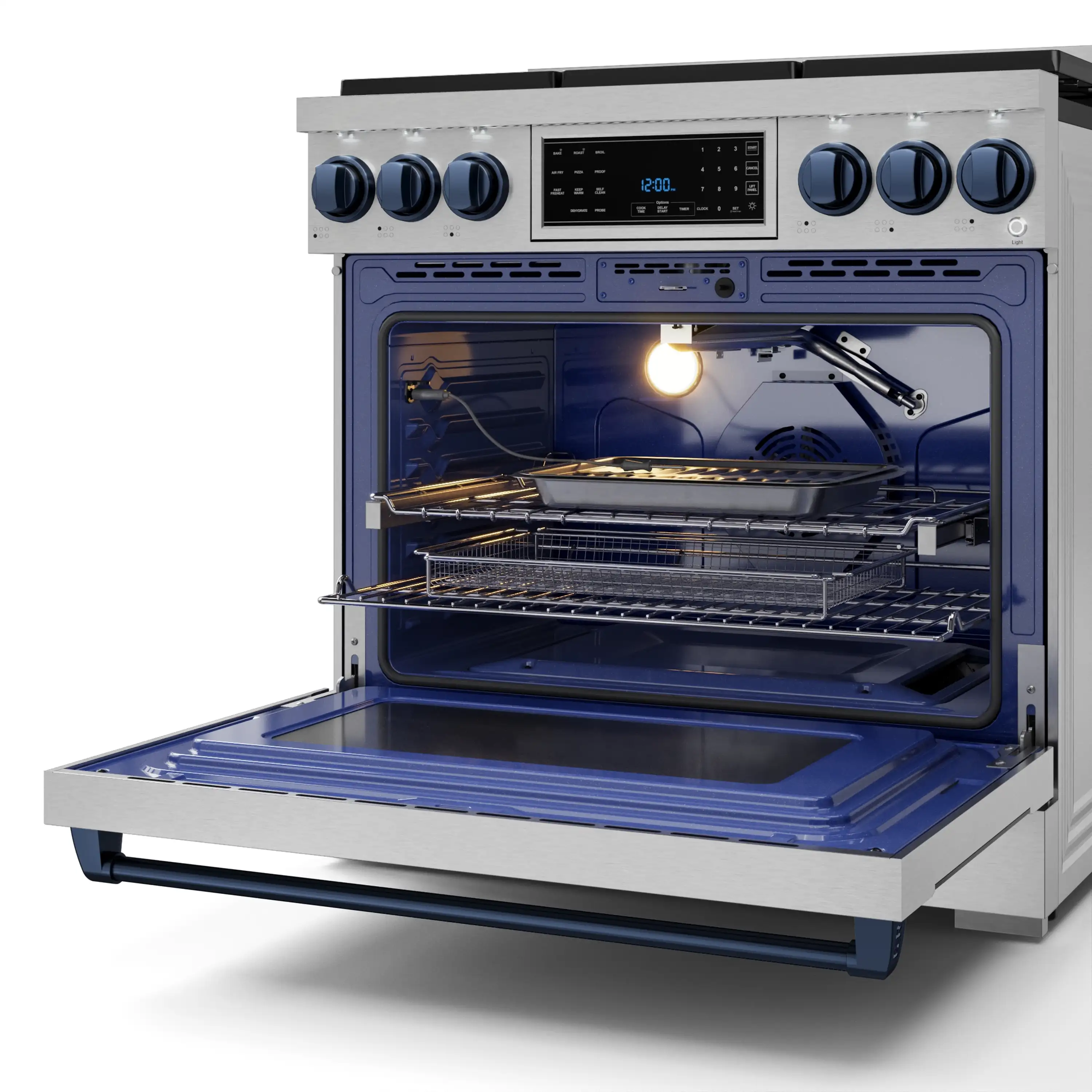 Gordon Ramsay by Thor Kitchen 36-Inch Professional Propane Gas Range with Tilt Panel Touch Control and 6.0 Cu. Ft. Self Clean Oven in Stainless Steel with Navy Blue Trim (RSG36LP-BLU) - Image 8