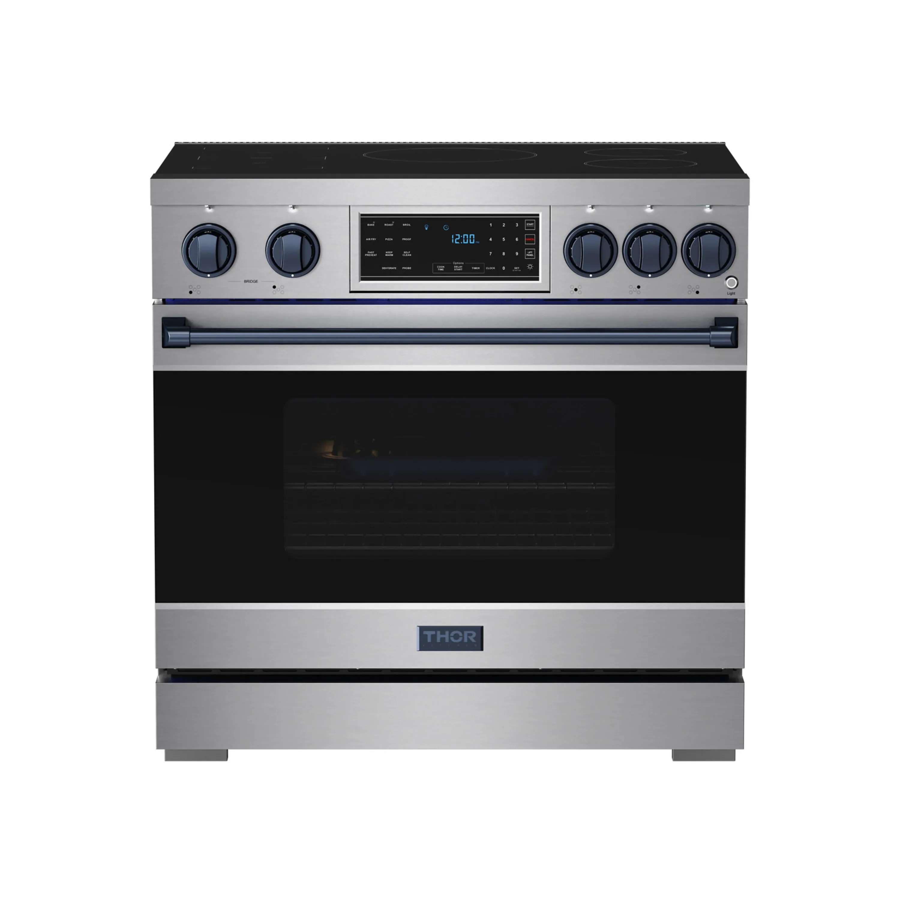 Gordon Ramsay by Thor Kitchen 36-Inch Professional Induction Range with Tilt Panel Touch Control in Stainless Steel with Blue Trim (RSI36-BLU) - Image 3
