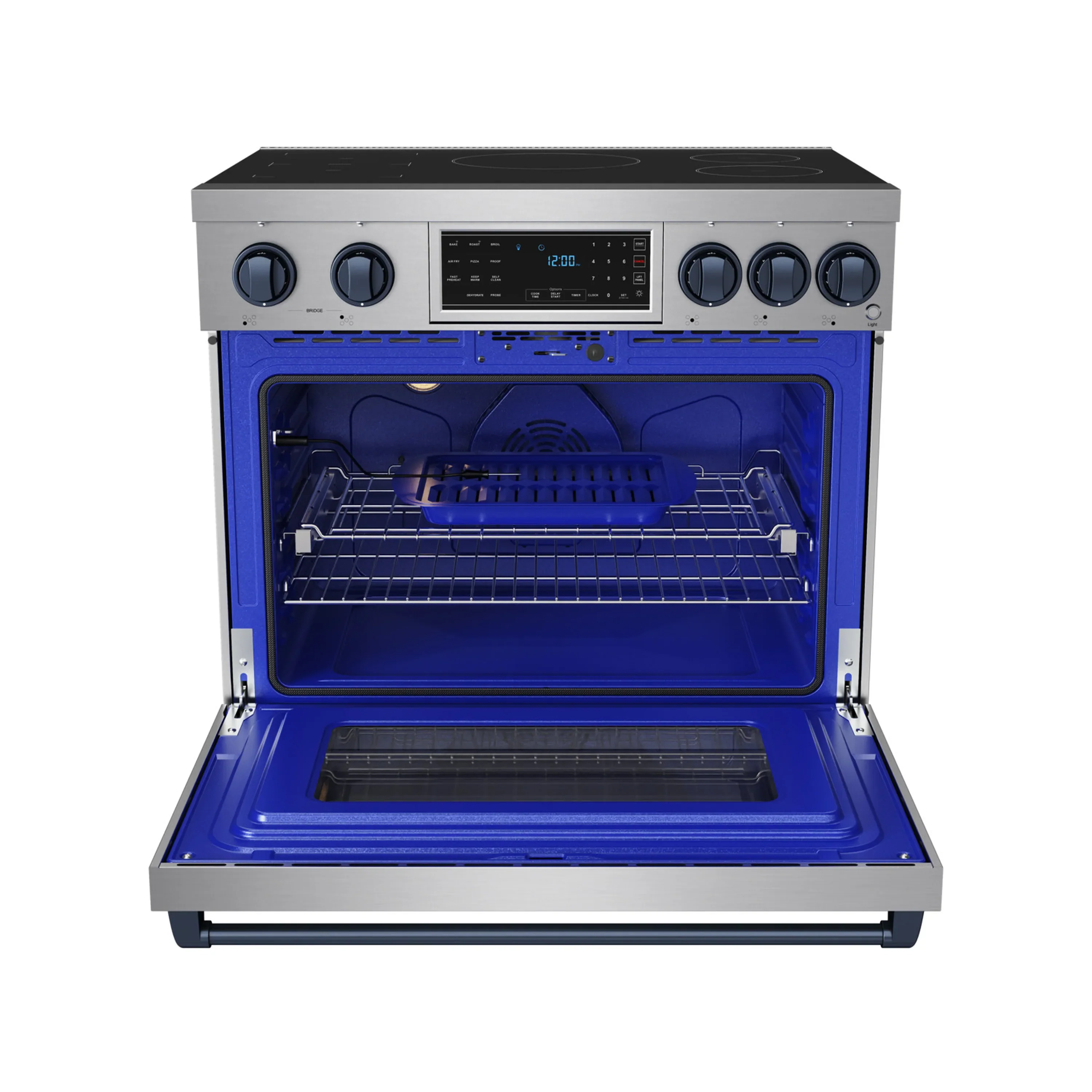 Gordon Ramsay by Thor Kitchen 36-Inch Professional Induction Range with Tilt Panel Touch Control in Stainless Steel with Blue Trim (RSI36-BLU) - Image 6