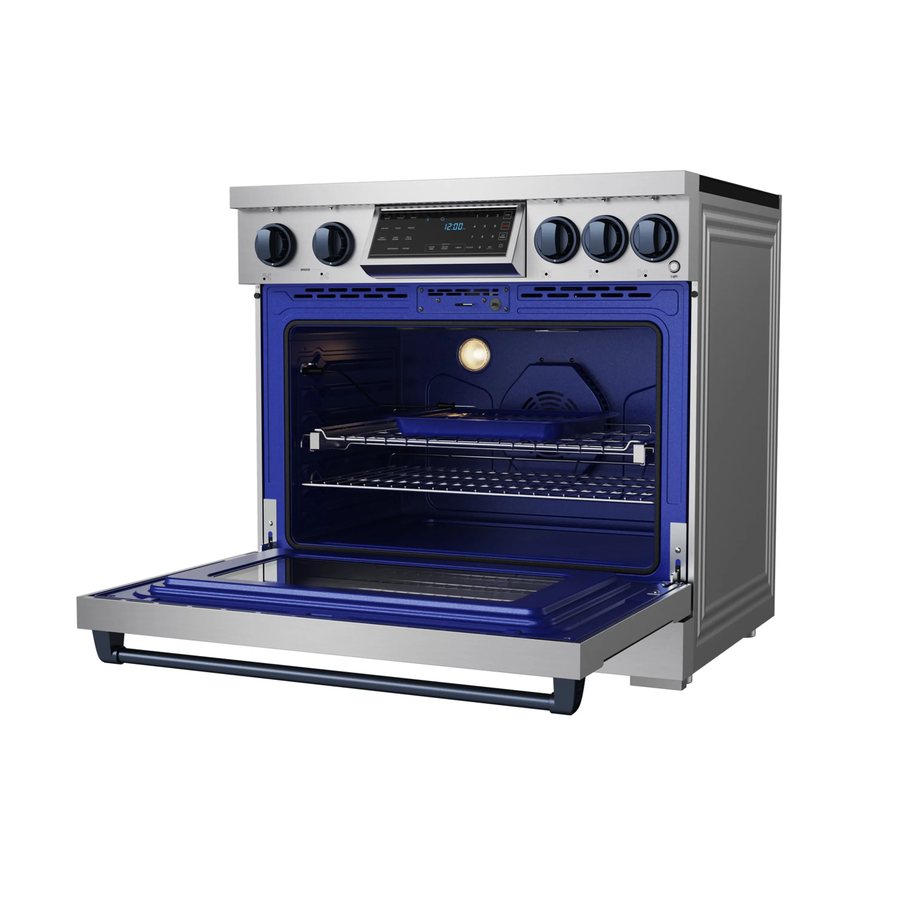 Gordon Ramsay by Thor Kitchen 36-Inch Professional Induction Range with Tilt Panel Touch Control in Stainless Steel with Blue Trim (RSI36-BLU) - Image 7