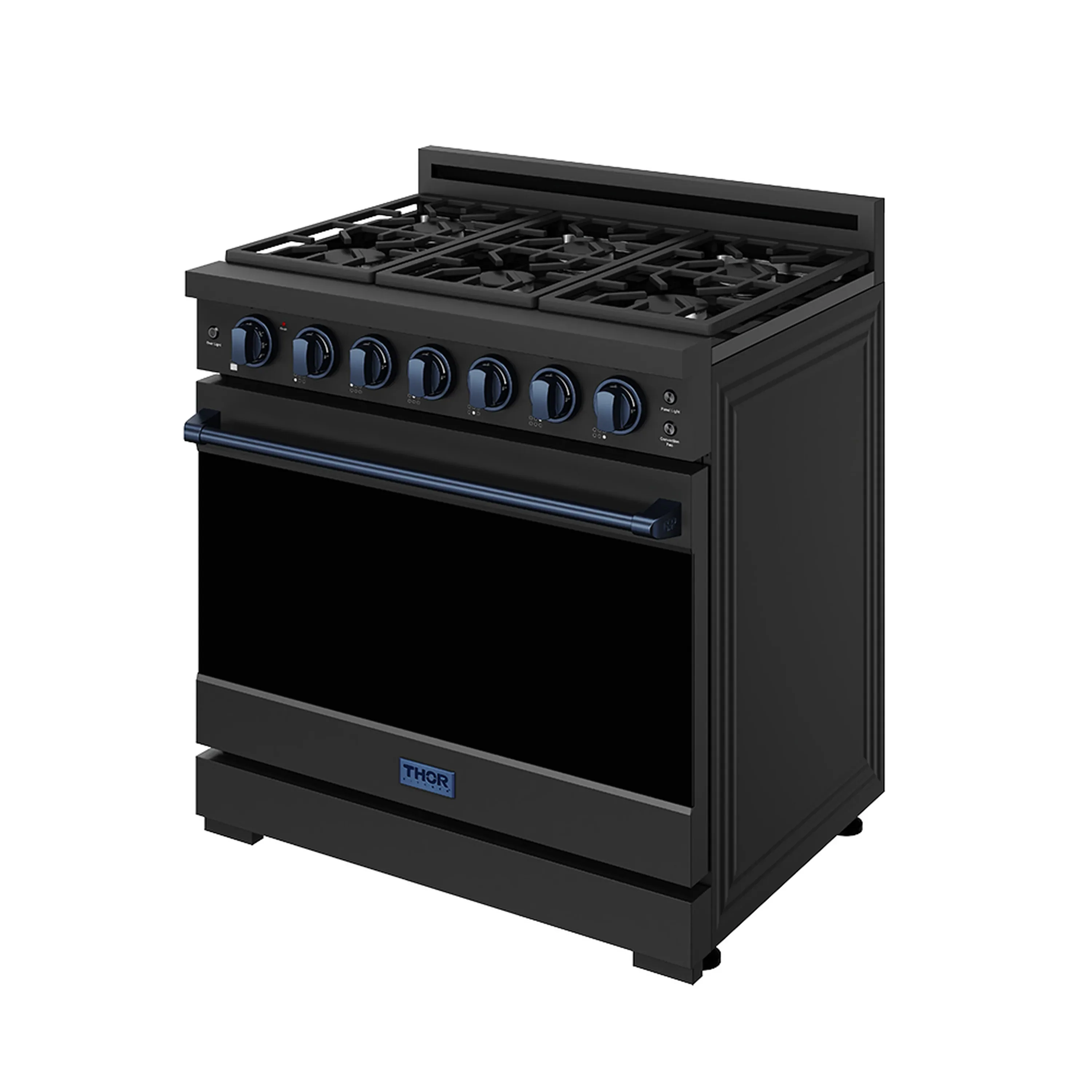 Gordon Ramsay by Thor Kitchen 36-inch Professional Natural Gas Range with Precision Knob in Black and Blue Trim (RSG36PB-BLU) - Image 4