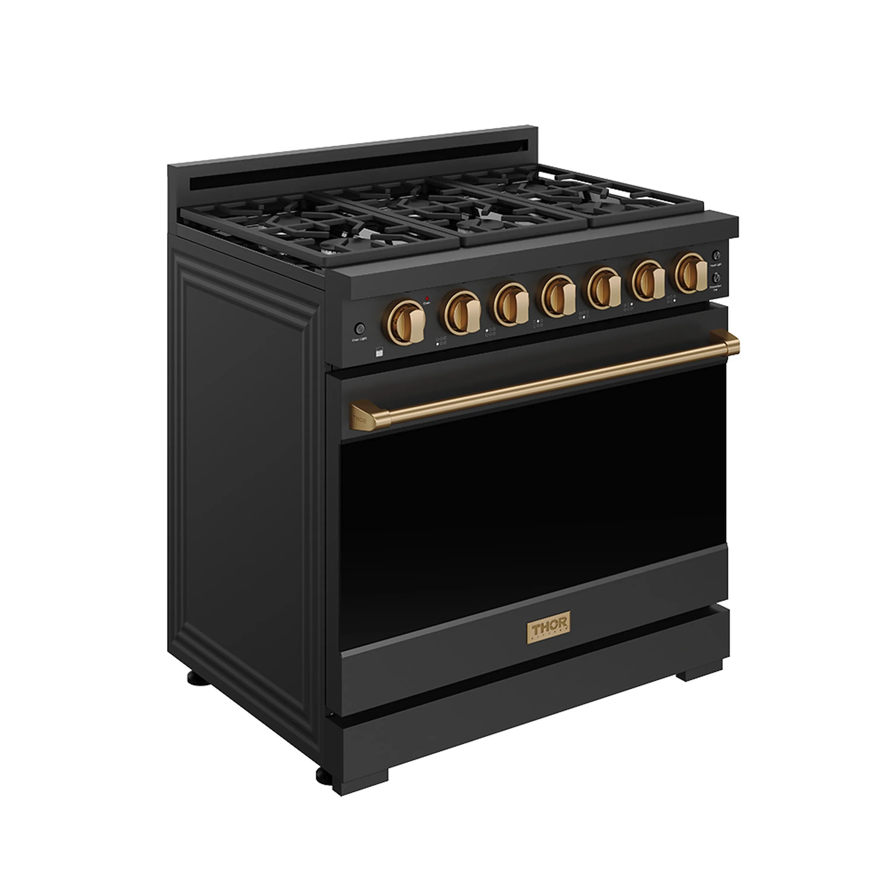 Gordon Ramsay by Thor Kitchen 36-inch Professional Natural Gas Range with Precision Knob in Black and Bronze Trim (RSG36PB-BRZ) - Image 3