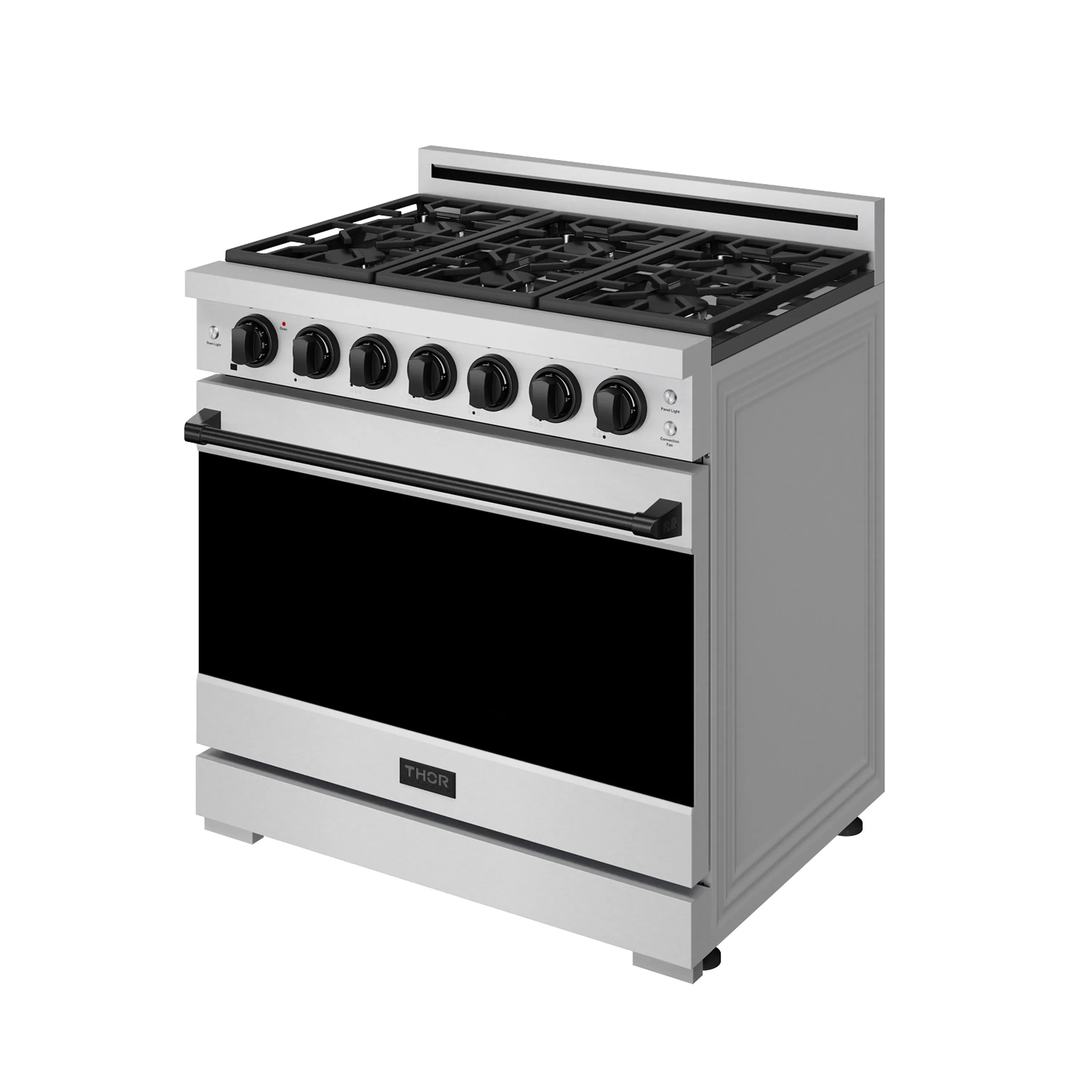 Gordon Ramsay by Thor Kitchen 36-inch Professional Natural Gas Range with Precision Knob in Stainless Steel and Black Trim (RSG36P-BLK) - Image 4