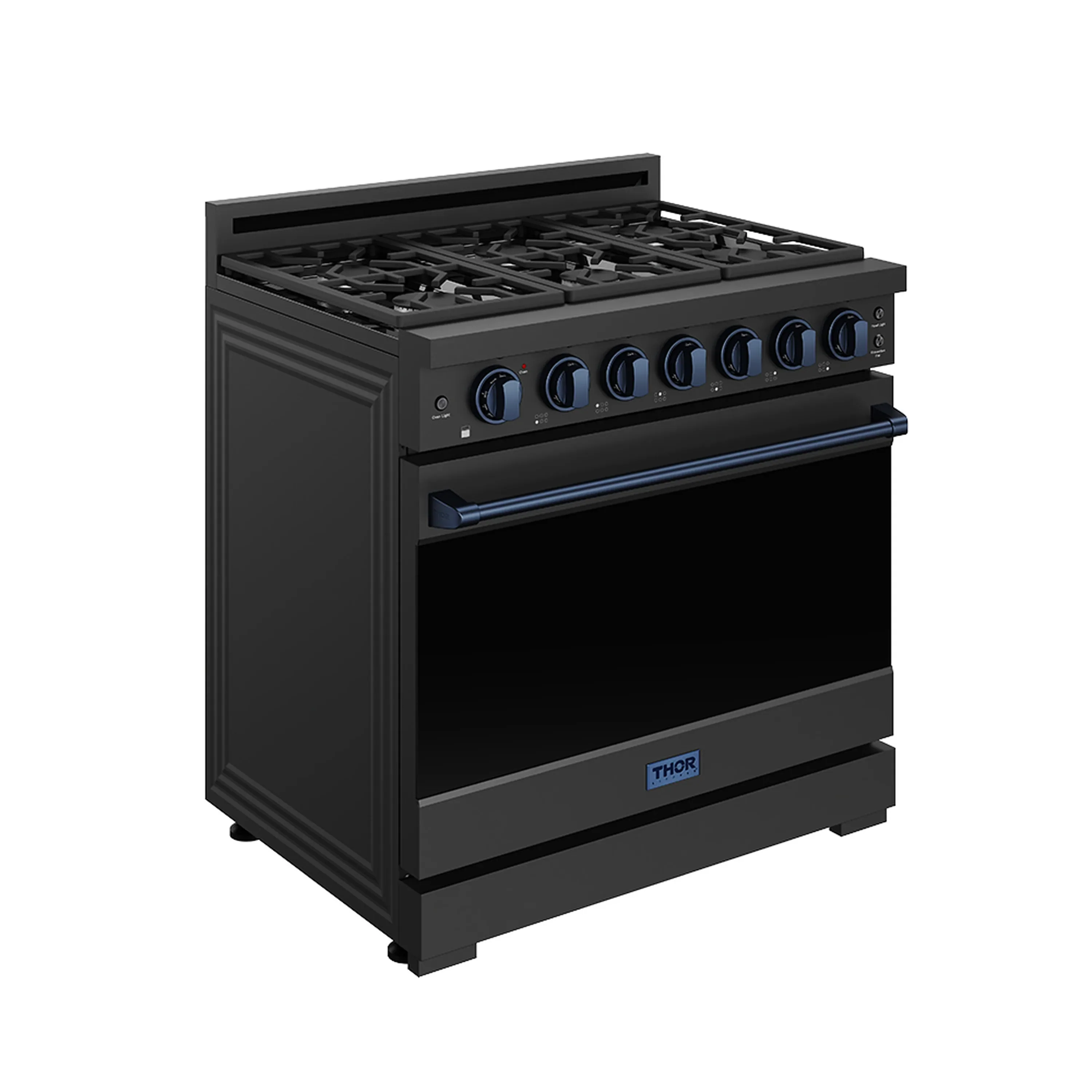 Gordon Ramsay by Thor Kitchen 36-inch Professional Propane Gas Range with Precision Knob in Black and Blue Trim (RSG36PBLP-BLU) - Image 3