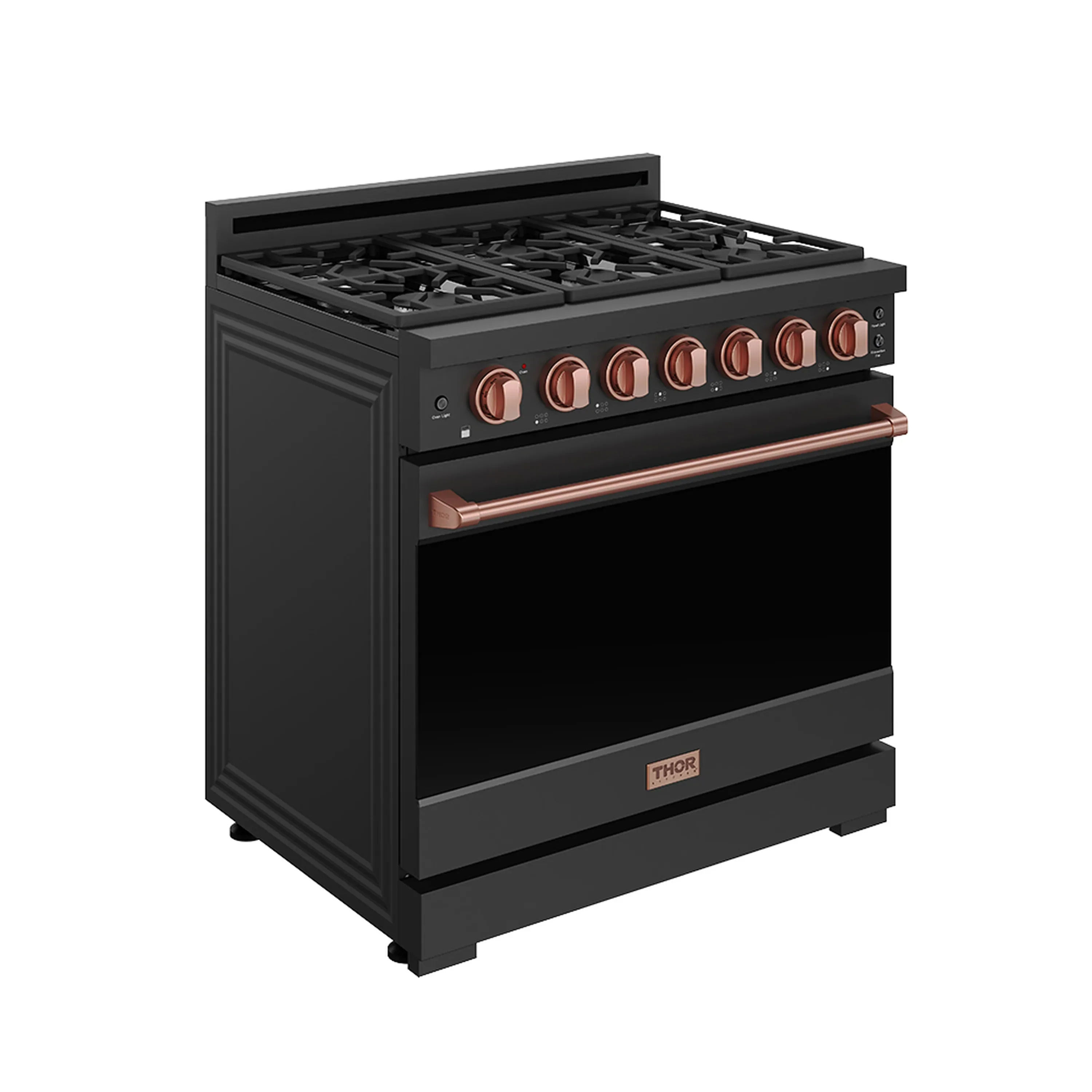 Gordon Ramsay by Thor Kitchen 36-inch Professional Propane Gas Range with Precision Knob in Black and Rose Gold Trim (RSG36PBLP-RSG) - Image 3