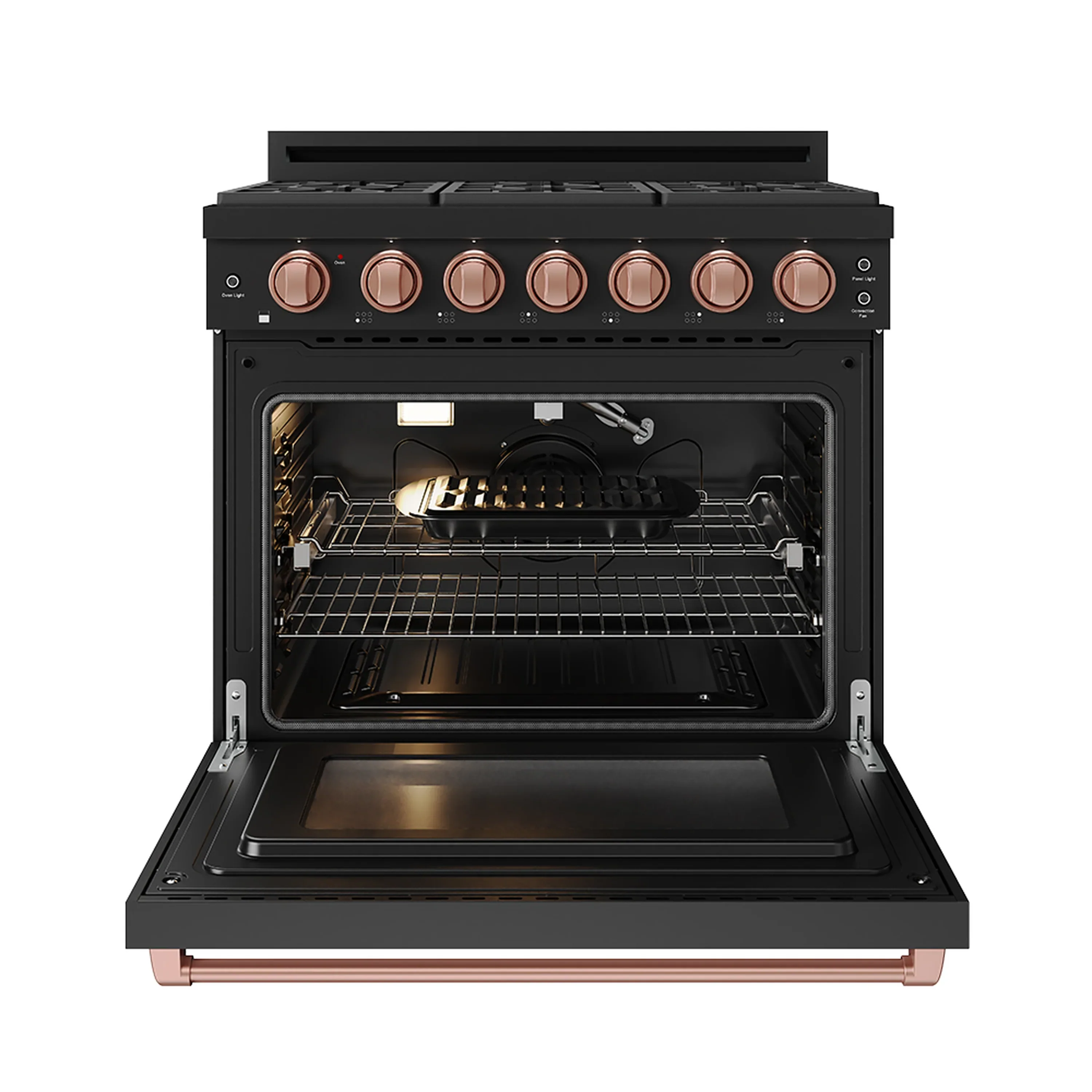 Gordon Ramsay by Thor Kitchen 36-inch Professional Propane Gas Range with Precision Knob in Black and Rose Gold Trim (RSG36PBLP-RSG) - Image 5