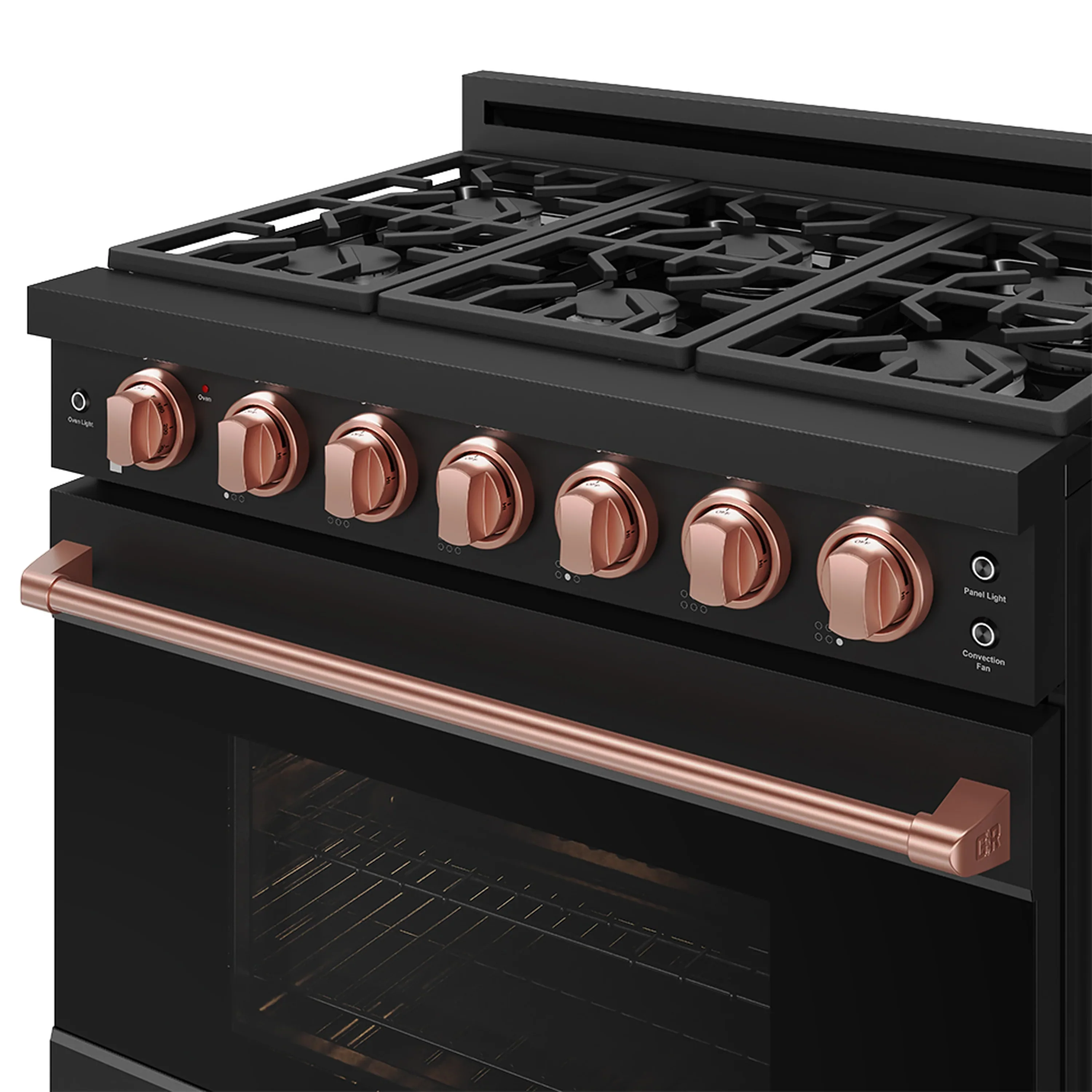 Gordon Ramsay by Thor Kitchen 36-inch Professional Propane Gas Range with Precision Knob in Black and Rose Gold Trim (RSG36PBLP-RSG) - Image 7