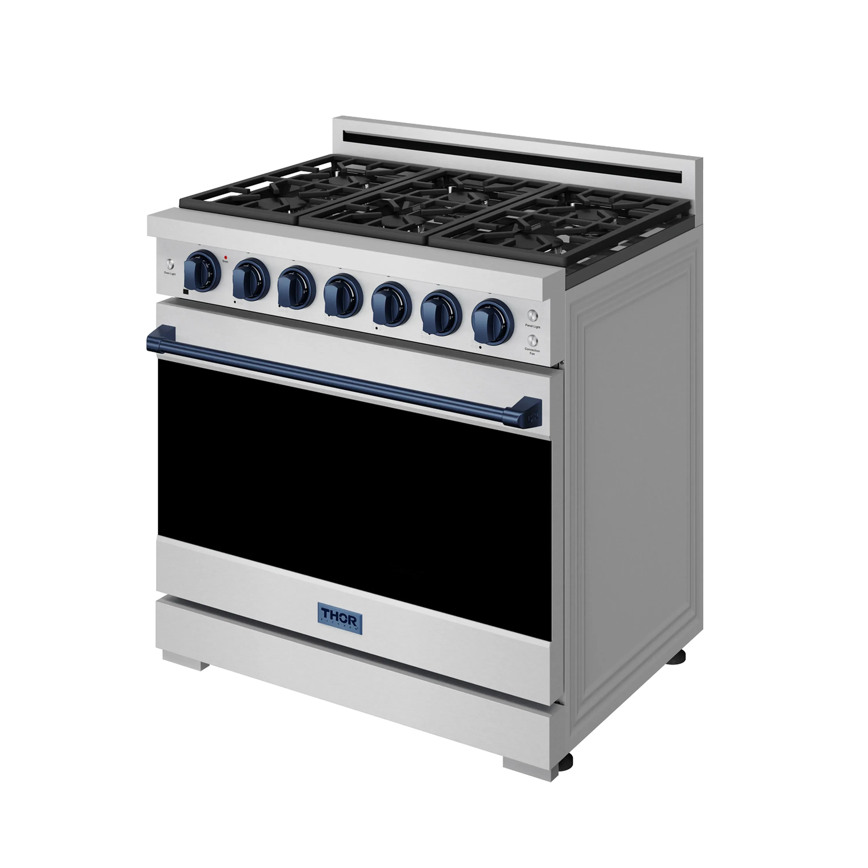 Gordon Ramsay by Thor Kitchen 36-inch Professional Propane Gas Range with Precision Knob in Stainless Steel and Blue Trim (RSG36PLP-BLU) - Image 4
