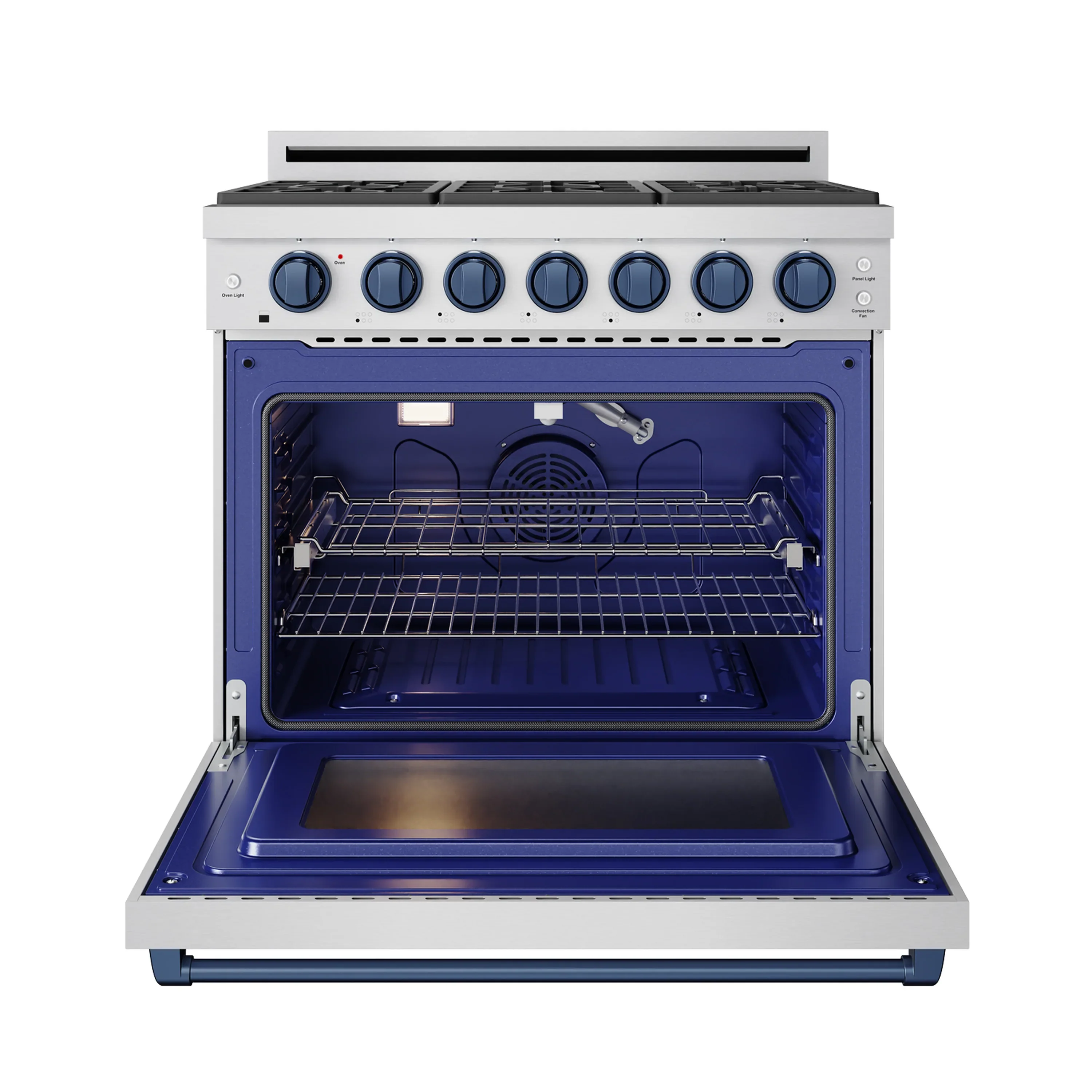 Gordon Ramsay by Thor Kitchen 36-inch Professional Propane Gas Range with Precision Knob in Stainless Steel and Blue Trim (RSG36PLP-BLU) - Image 5