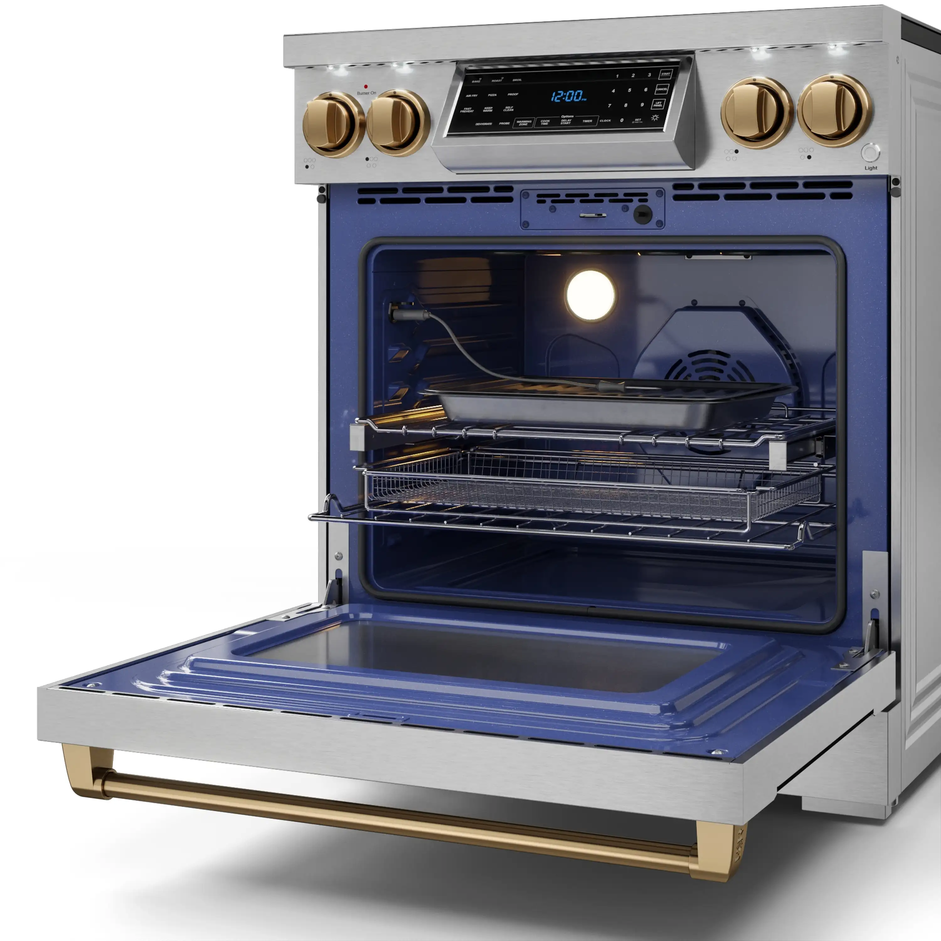Gordon Ramsay by Thor Kitchen 4-Piece Appliance Package -  30-Inch Electric Range,  Wall Mount Range Hood, 36-Inch French Door Refrigerator, and Dishwasher in Stainless Steel with Bronze Trim - Image 12