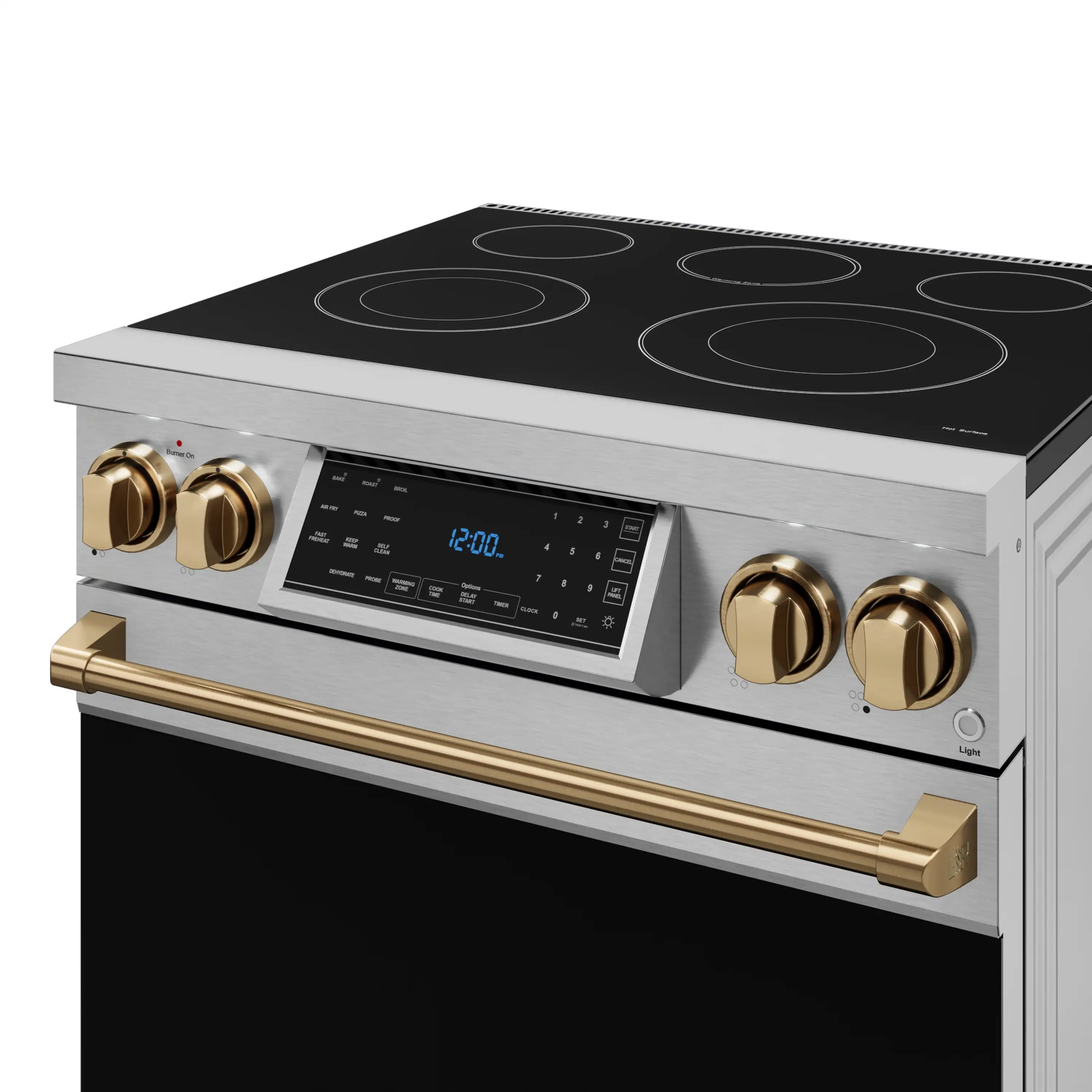 Gordon Ramsay by Thor Kitchen 4-Piece Appliance Package -  30-Inch Electric Range,  Wall Mount Range Hood, 36-Inch French Door Refrigerator, and Dishwasher in Stainless Steel with Bronze Trim - Image 14