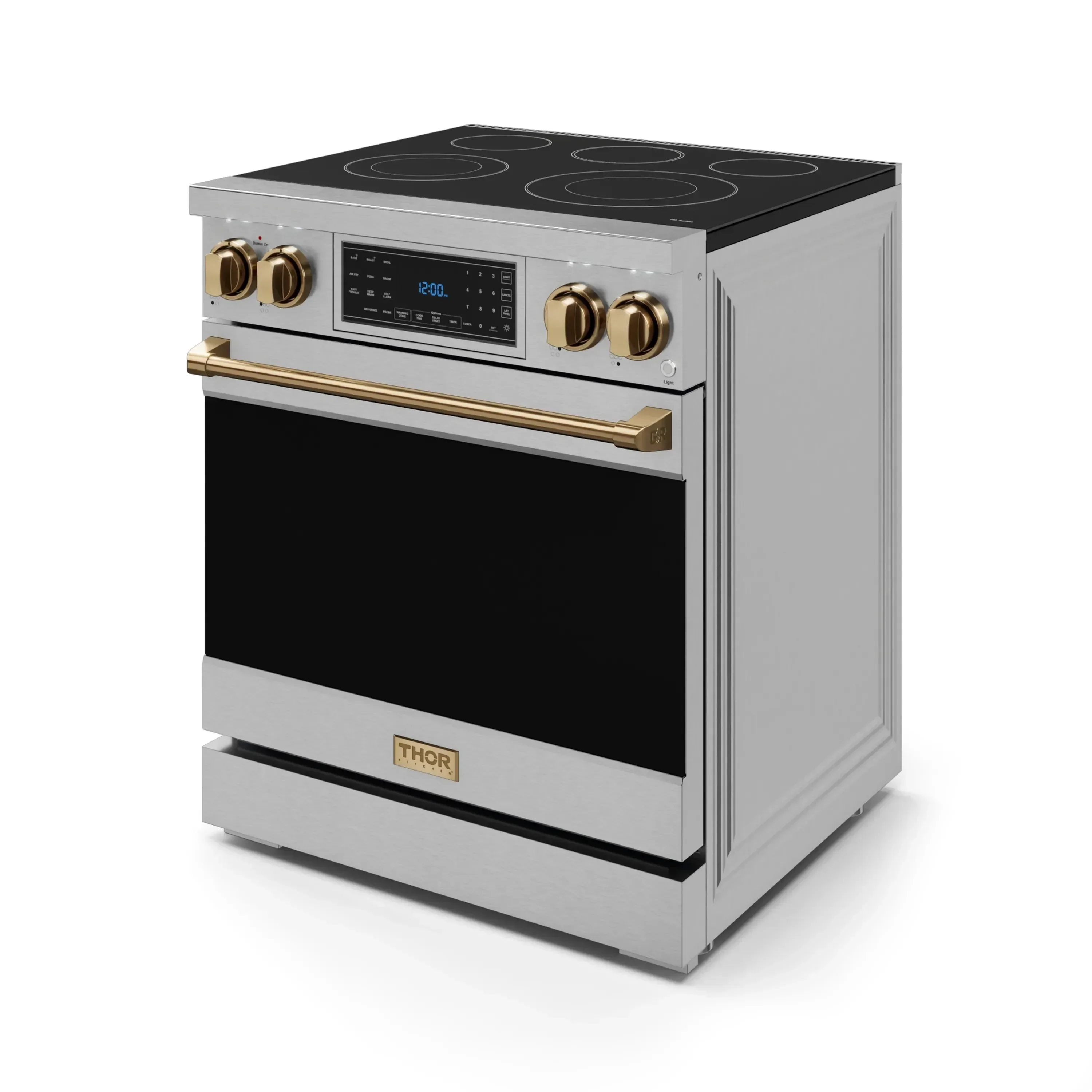 Gordon Ramsay by Thor Kitchen 4-Piece Appliance Package -  30-Inch Electric Range,  Wall Mount Range Hood, 36-Inch French Door Refrigerator, and Dishwasher in Stainless Steel with Bronze Trim - Image 15