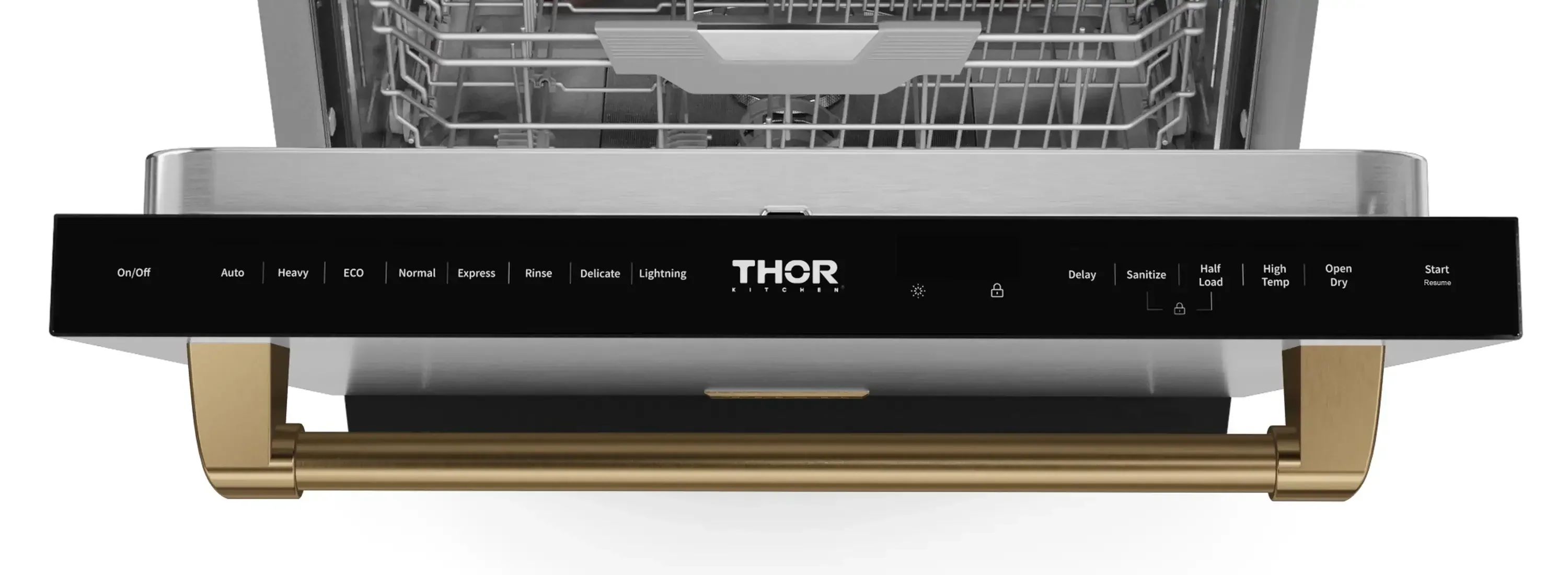 Gordon Ramsay by Thor Kitchen 4-Piece Appliance Package -  30-Inch Electric Range,  Wall Mount Range Hood, 36-Inch French Door Refrigerator, and Dishwasher in Stainless Steel with Bronze Trim - Image 31