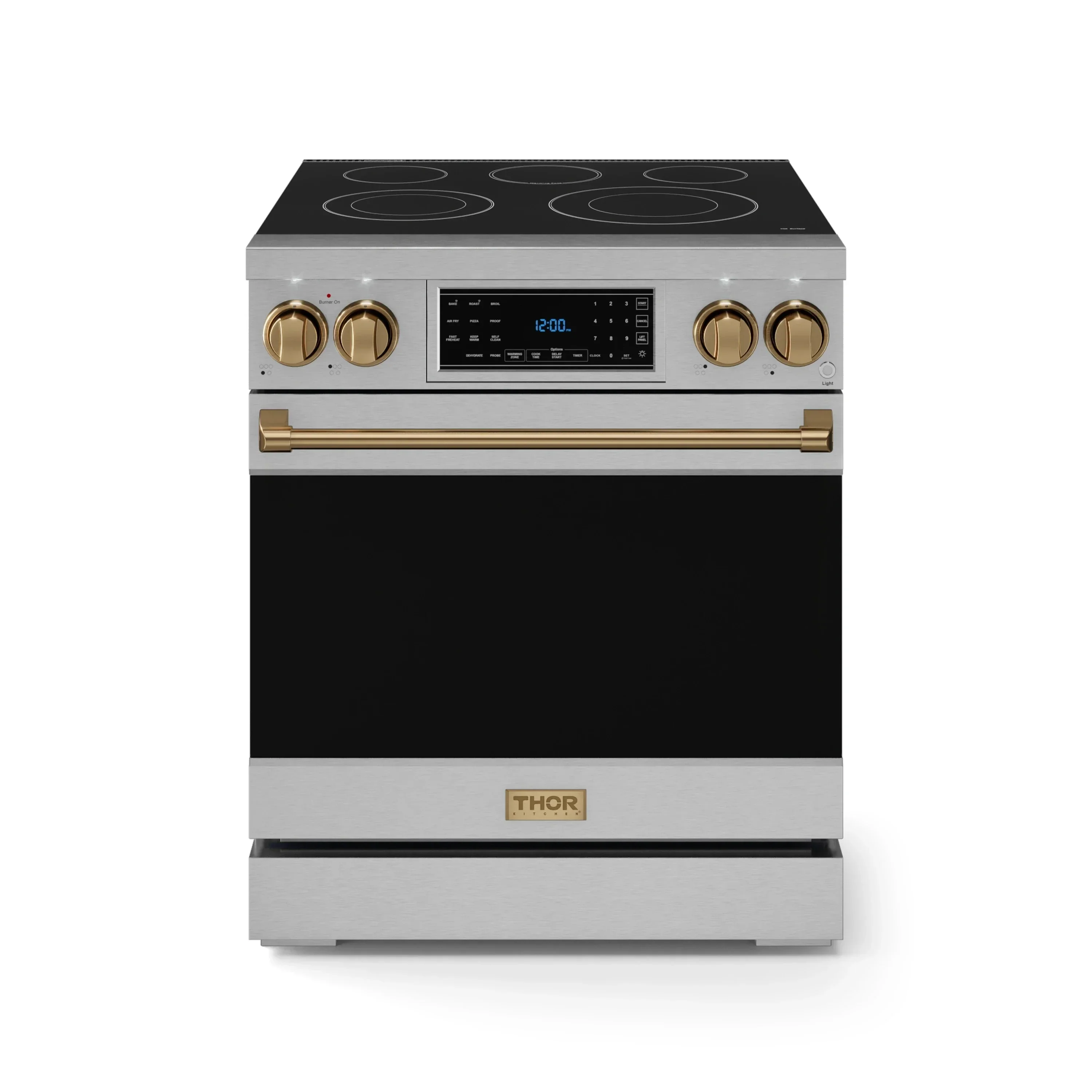 Gordon Ramsay by Thor Kitchen 4-Piece Appliance Package -  30-Inch Electric Range,  Wall Mount Range Hood, 36-Inch French Door Refrigerator, and Dishwasher in Stainless Steel with Bronze Trim - Image 8