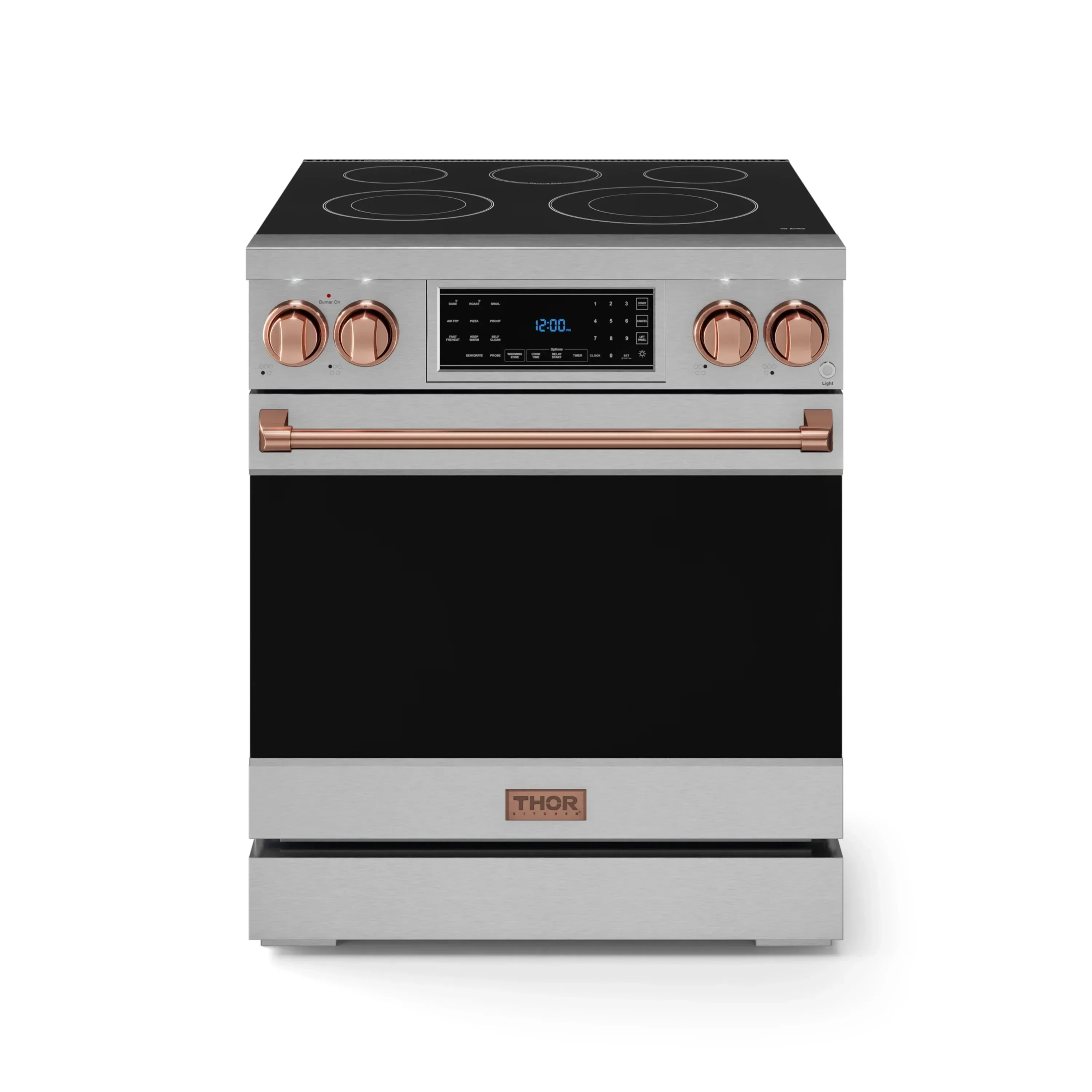 Gordon Ramsay by Thor Kitchen 4-Piece Appliance Package -  30-Inch Electric Range,  Wall Mount Range Hood, 36-Inch French Door Refrigerator, and Dishwasher in Stainless Steel with Rose Gold Trim - Image 4