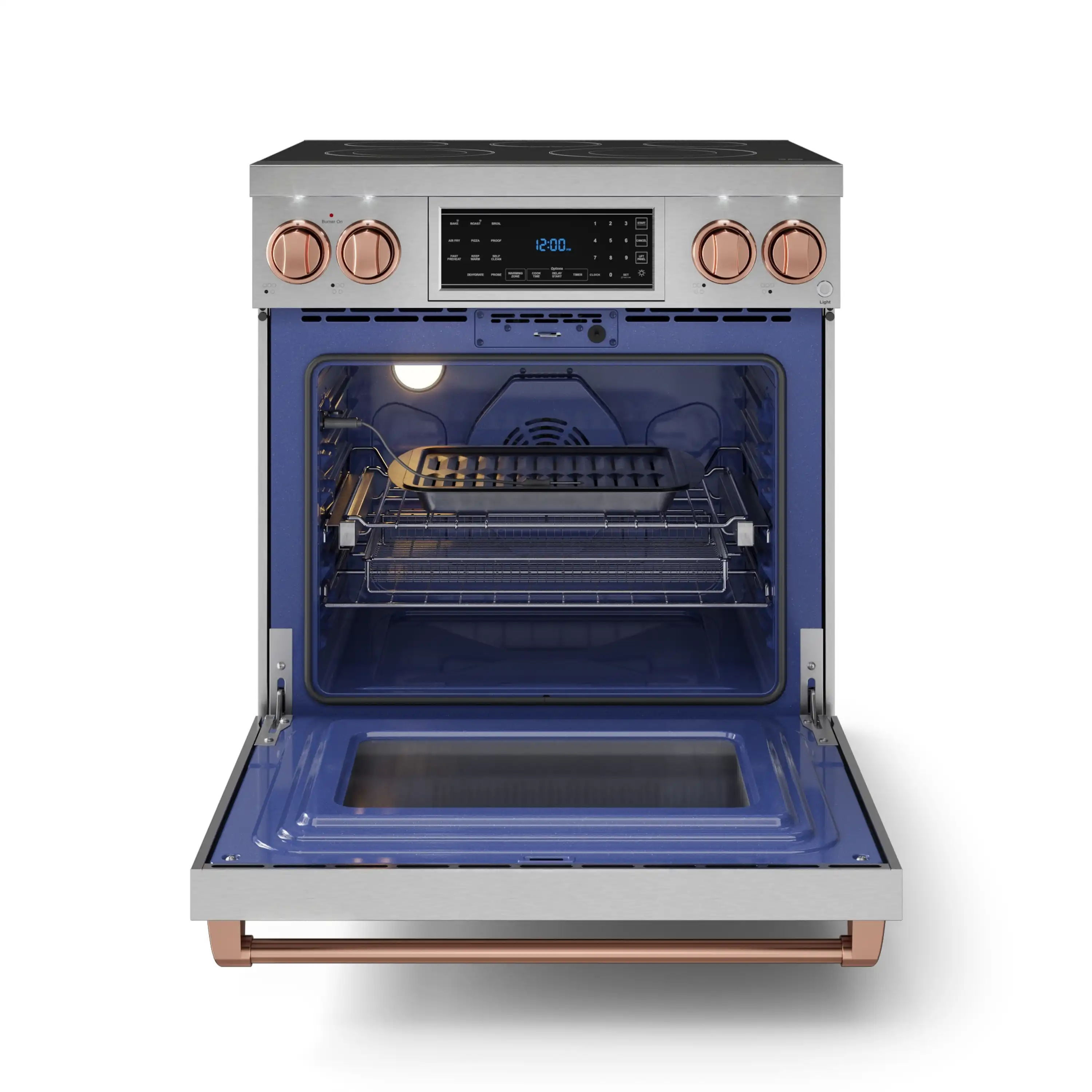 Gordon Ramsay by Thor Kitchen 4-Piece Appliance Package -  30-Inch Electric Range,  Wall Mount Range Hood, 36-Inch French Door Refrigerator, and Dishwasher in Stainless Steel with Rose Gold Trim - Image 8
