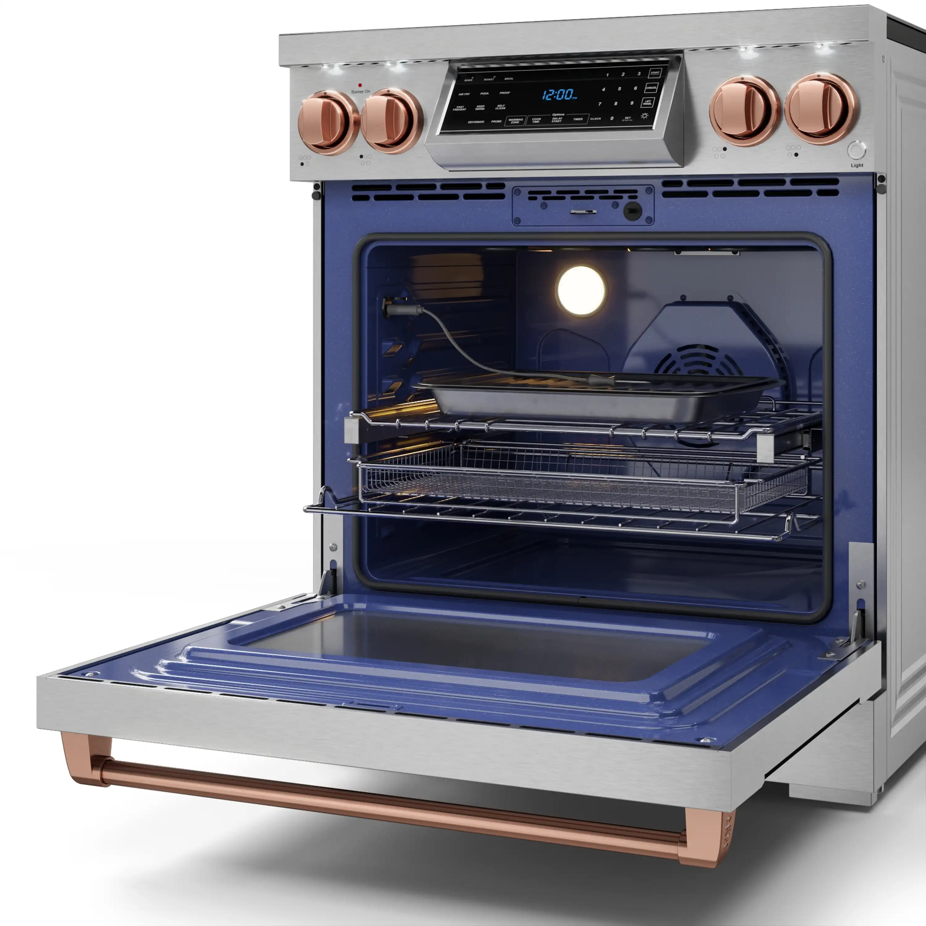 Gordon Ramsay by Thor Kitchen 4-Piece Appliance Package -  30-Inch Electric Range,  Wall Mount Range Hood, 36-Inch French Door Refrigerator, and Dishwasher in Stainless Steel with Rose Gold Trim - Image 9