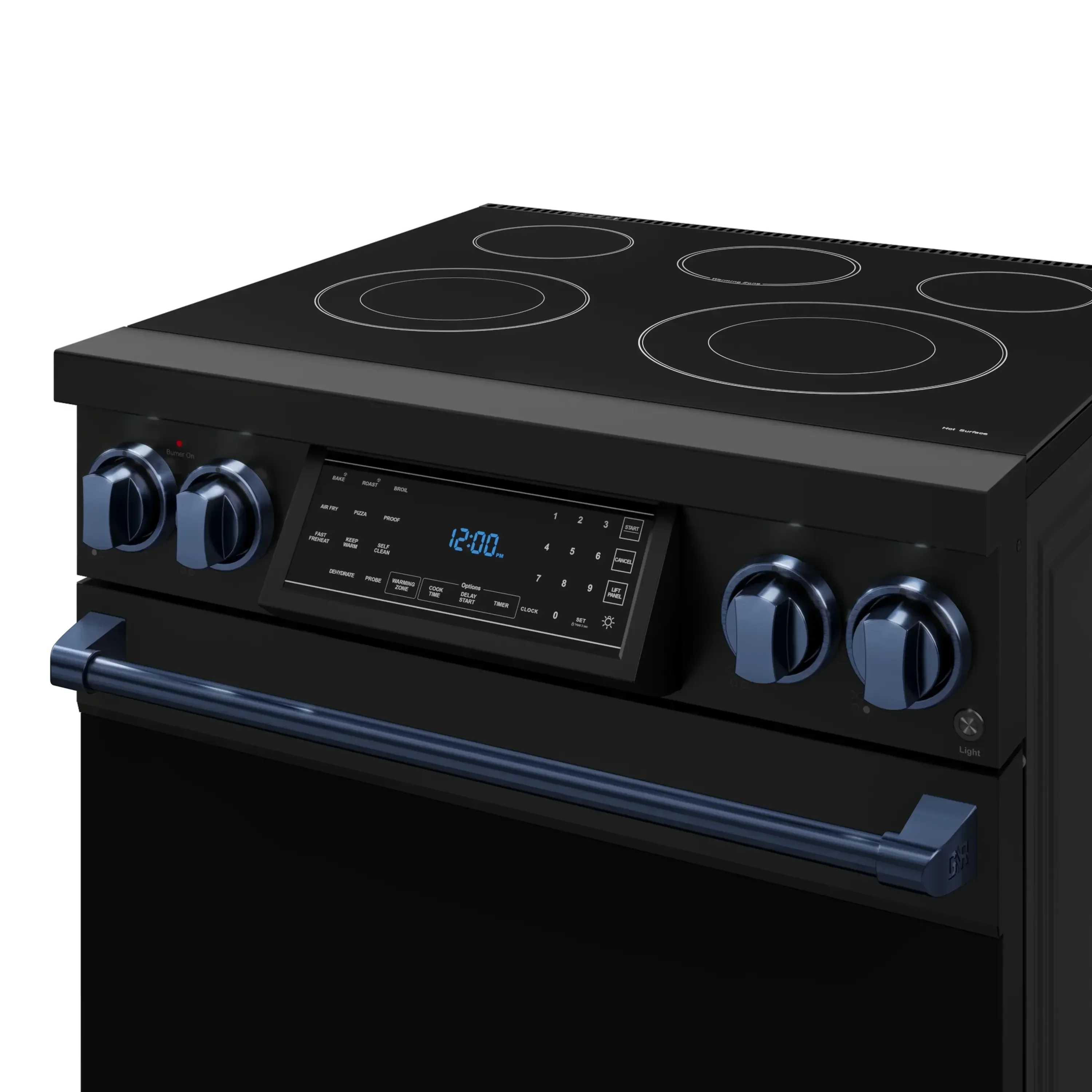 Gordon Ramsay by Thor Kitchen 4-Piece Appliance Package -  30-Inch Electric Range,  Wall Mount Range Hood, 36-Inch French Door Refrigerator, and Dishwasher in Black with Blue Trim - Image 11