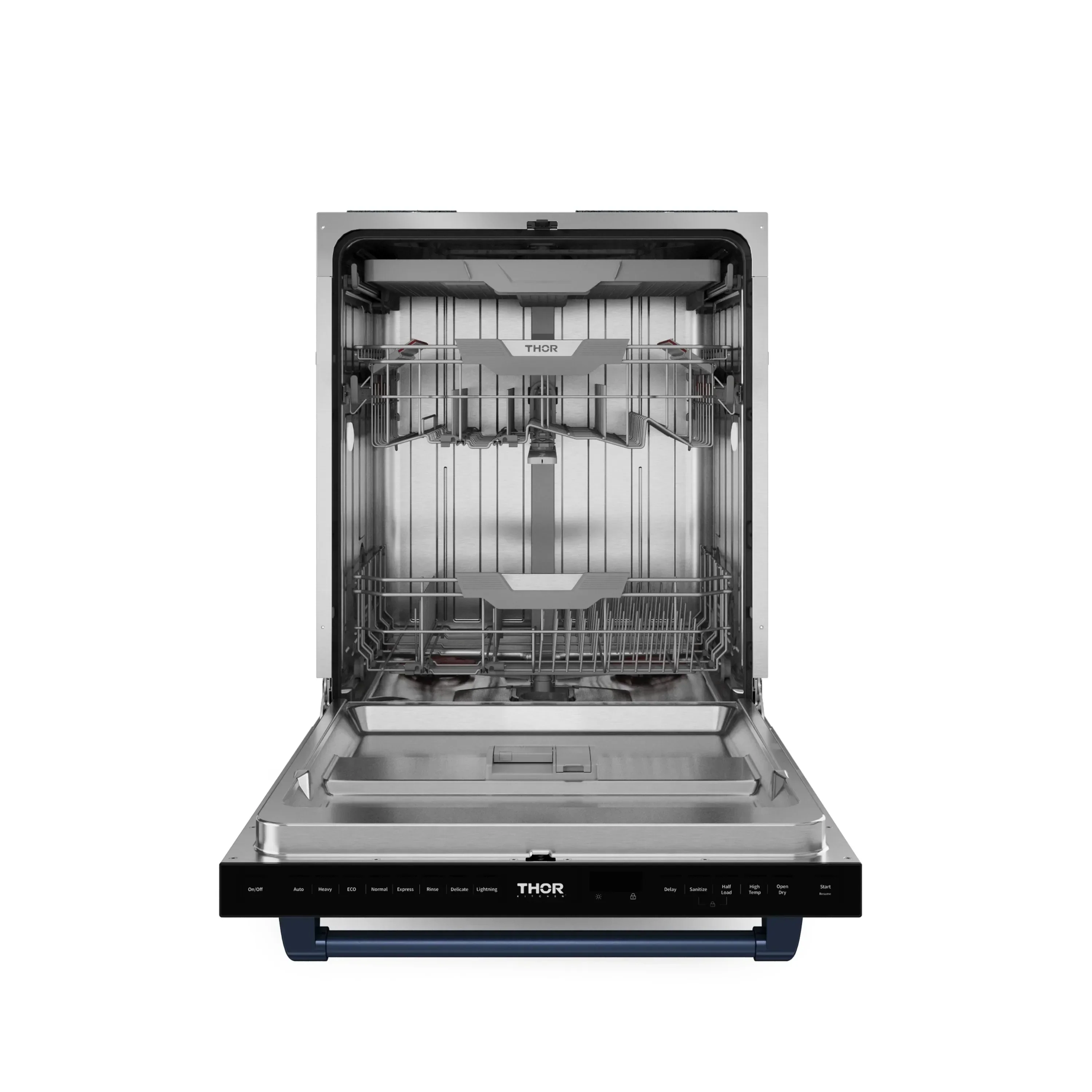 Gordon Ramsay by Thor Kitchen 4-Piece Appliance Package -  30-Inch Electric Range,  Wall Mount Range Hood, 36-Inch French Door Refrigerator, and Dishwasher in Black with Blue Trim - Image 25