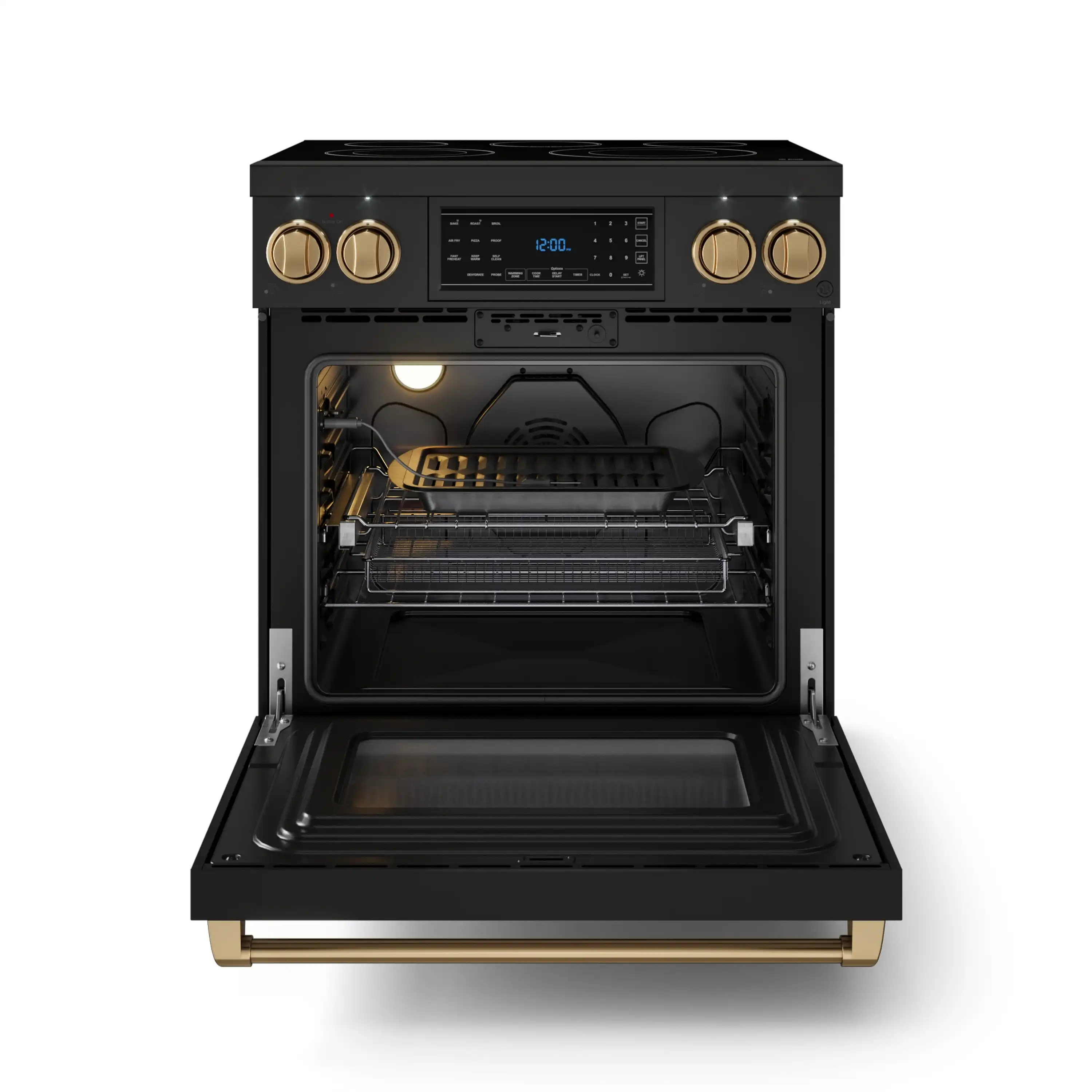 Gordon Ramsay by Thor Kitchen 4-Piece Appliance Package -  30-Inch Electric Range,  Wall Mount Range Hood, 36-Inch French Door Refrigerator, and Dishwasher in Black with Bronze Trim - Image 10