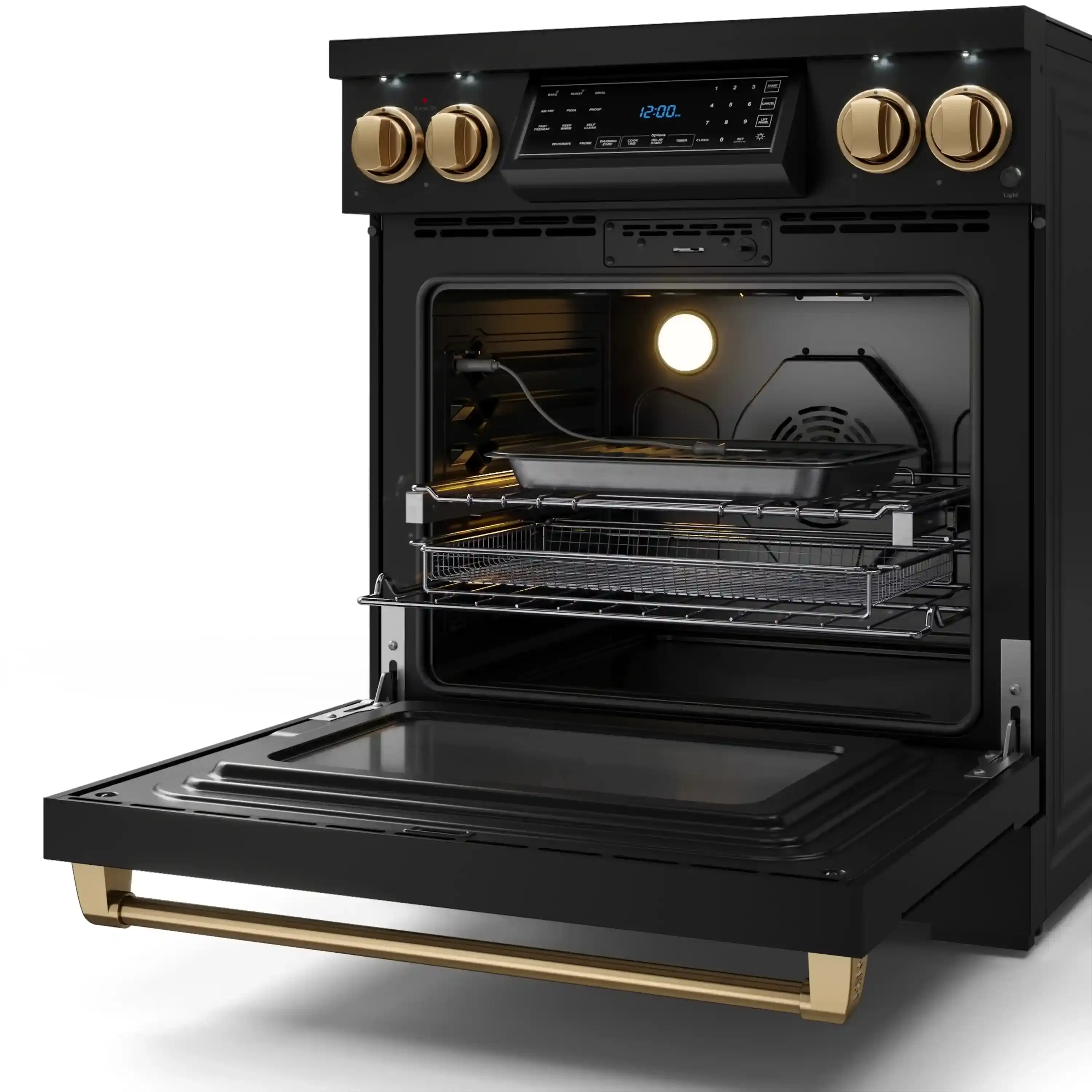 Gordon Ramsay by Thor Kitchen 4-Piece Appliance Package -  30-Inch Electric Range,  Wall Mount Range Hood, 36-Inch French Door Refrigerator, and Dishwasher in Black with Bronze Trim - Image 11