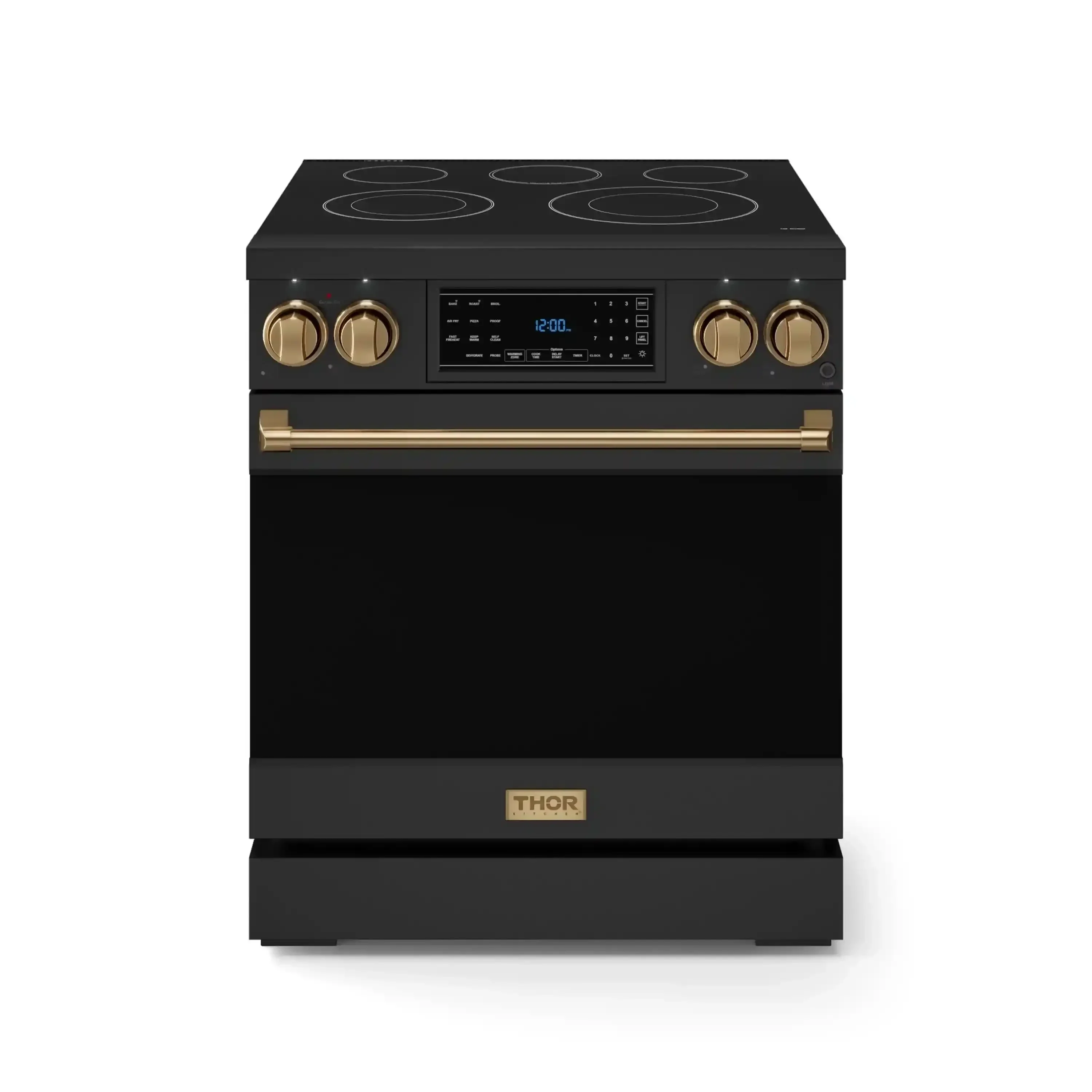 Gordon Ramsay by Thor Kitchen 4-Piece Appliance Package -  30-Inch Electric Range,  Wall Mount Range Hood, 36-Inch French Door Refrigerator, and Dishwasher in Black with Bronze Trim - Image 6