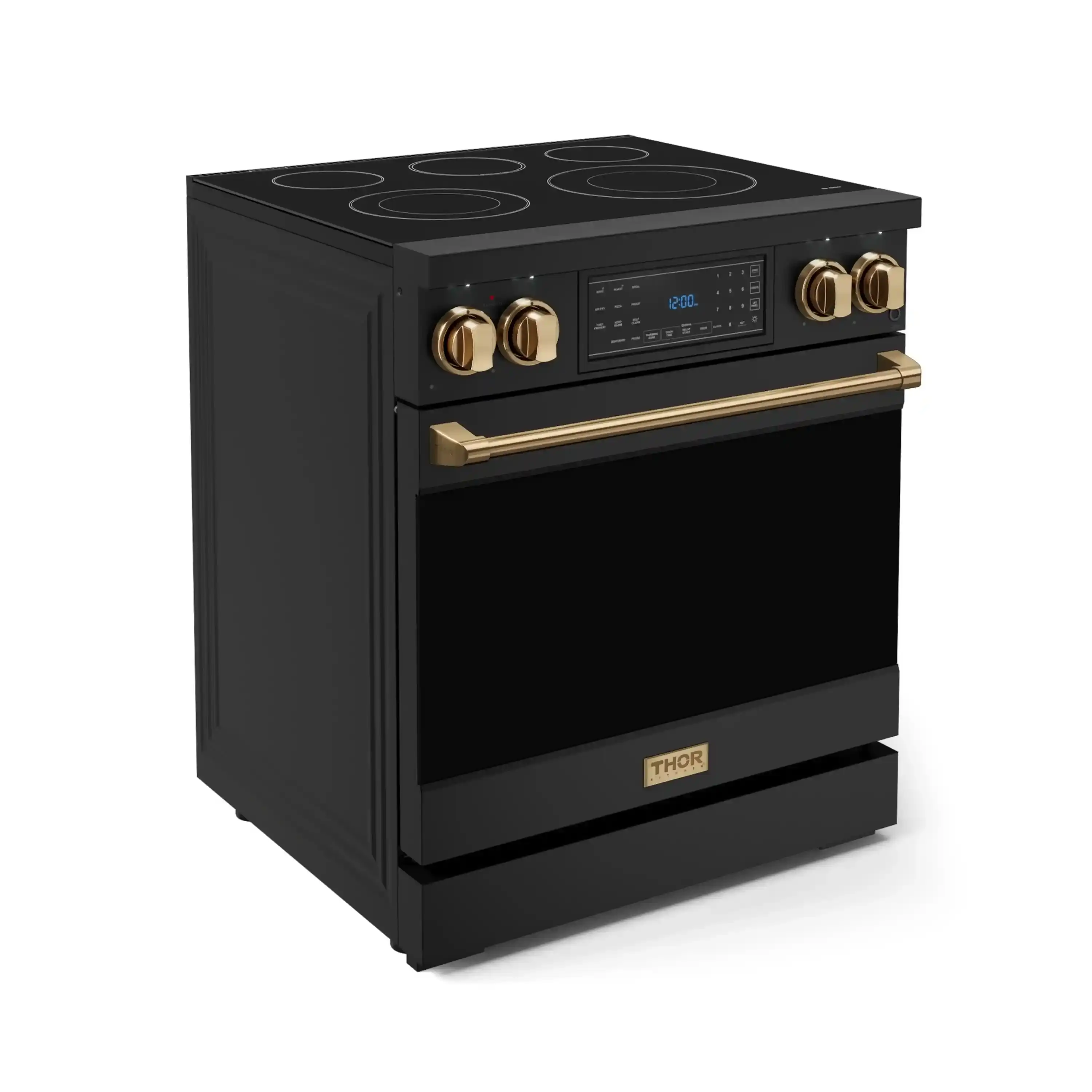Gordon Ramsay by Thor Kitchen 4-Piece Appliance Package -  30-Inch Electric Range,  Wall Mount Range Hood, 36-Inch French Door Refrigerator, and Dishwasher in Black with Bronze Trim - Image 8