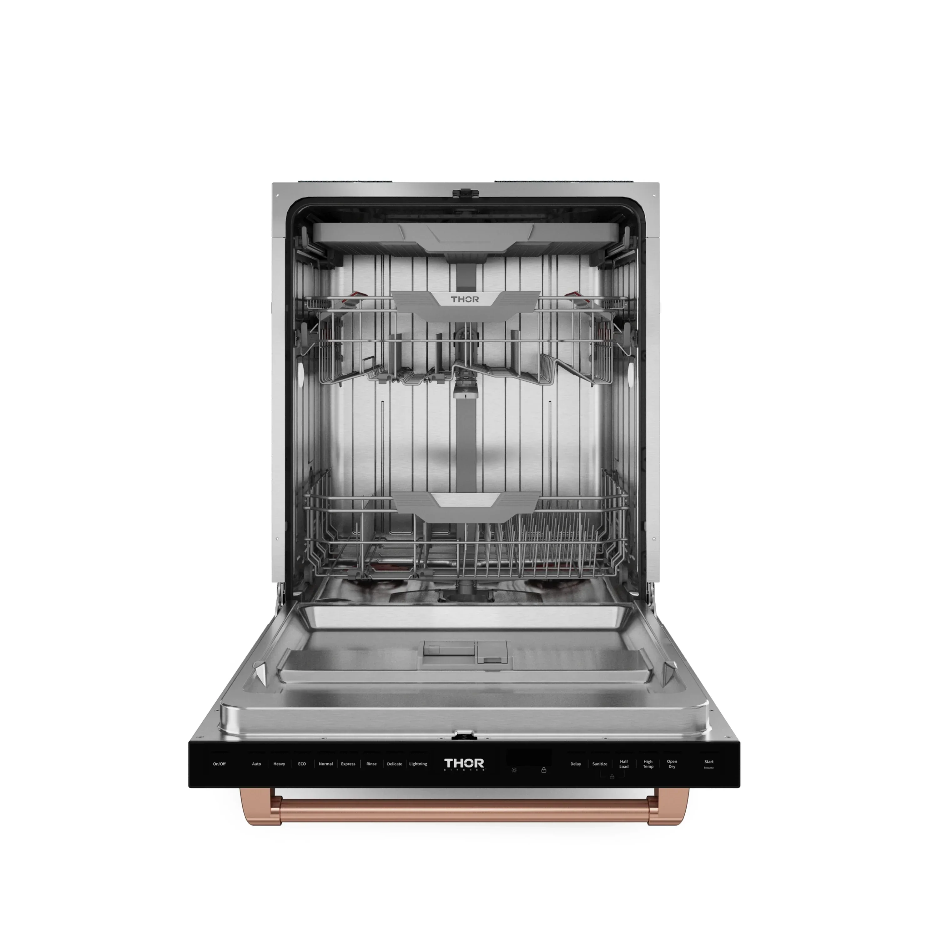 Gordon Ramsay by Thor Kitchen 4-Piece Appliance Package -  30-Inch Electric Range,  Wall Mount Range Hood, 36-Inch French Door Refrigerator, and Dishwasher in Black with Rose Gold Trim - Image 24