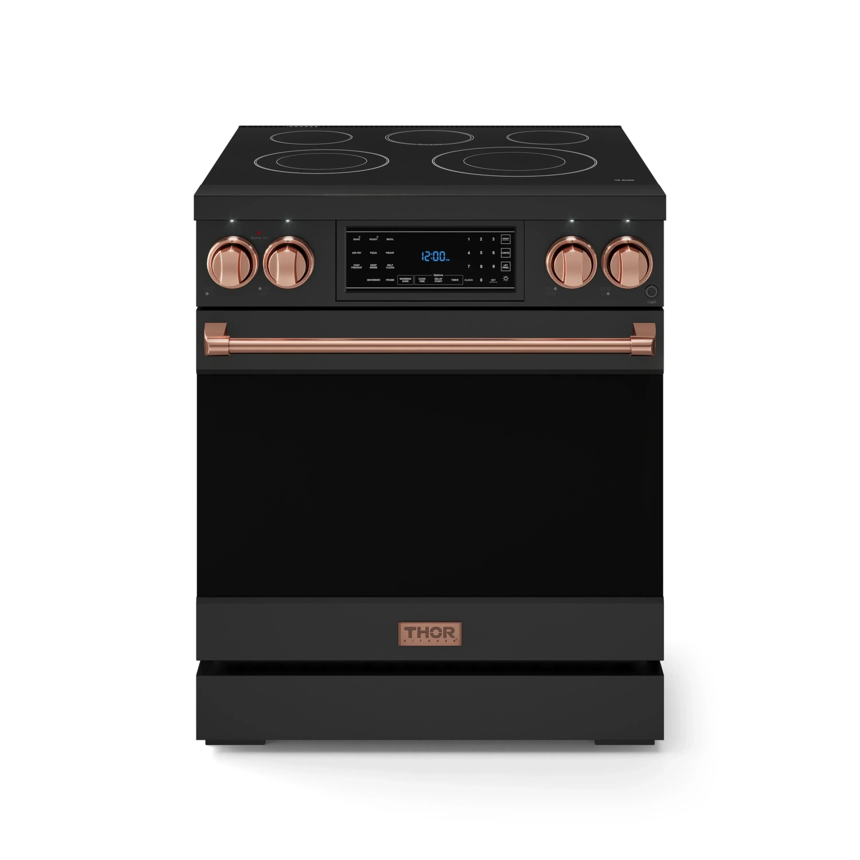 Gordon Ramsay by Thor Kitchen 4-Piece Appliance Package -  30-Inch Electric Range,  Wall Mount Range Hood, 36-Inch French Door Refrigerator, and Dishwasher in Black with Rose Gold Trim - Image 4