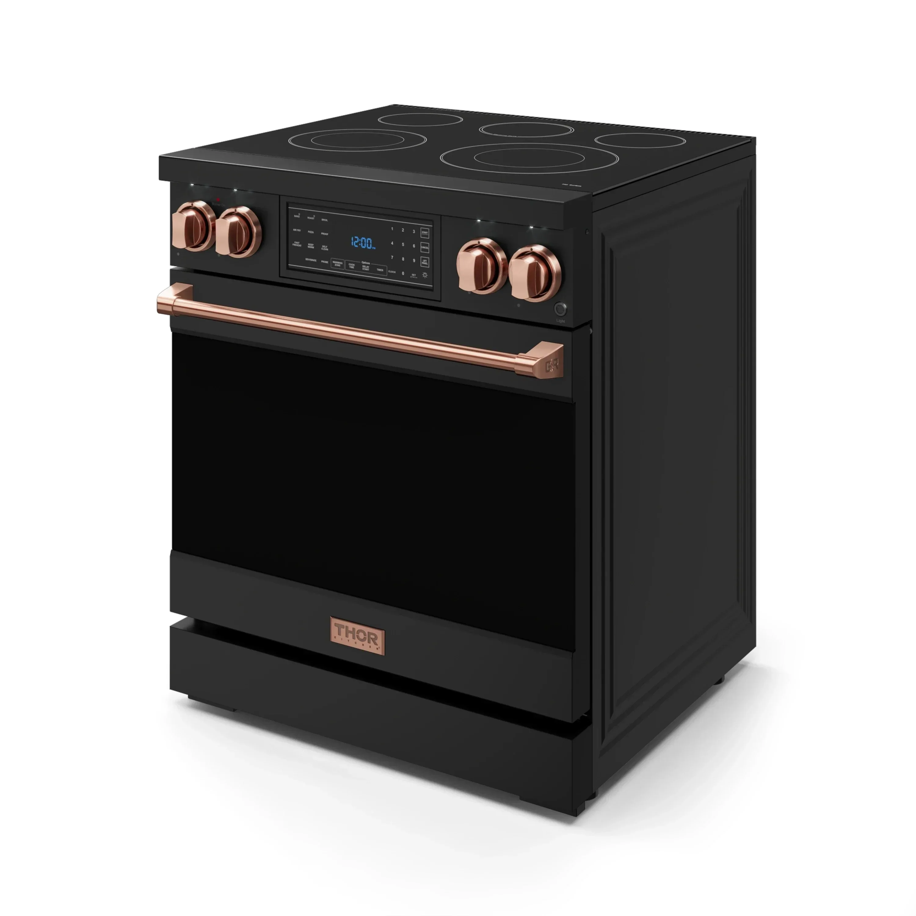 Gordon Ramsay by Thor Kitchen 4-Piece Appliance Package -  30-Inch Electric Range,  Wall Mount Range Hood, 36-Inch French Door Refrigerator, and Dishwasher in Black with Rose Gold Trim - Image 7