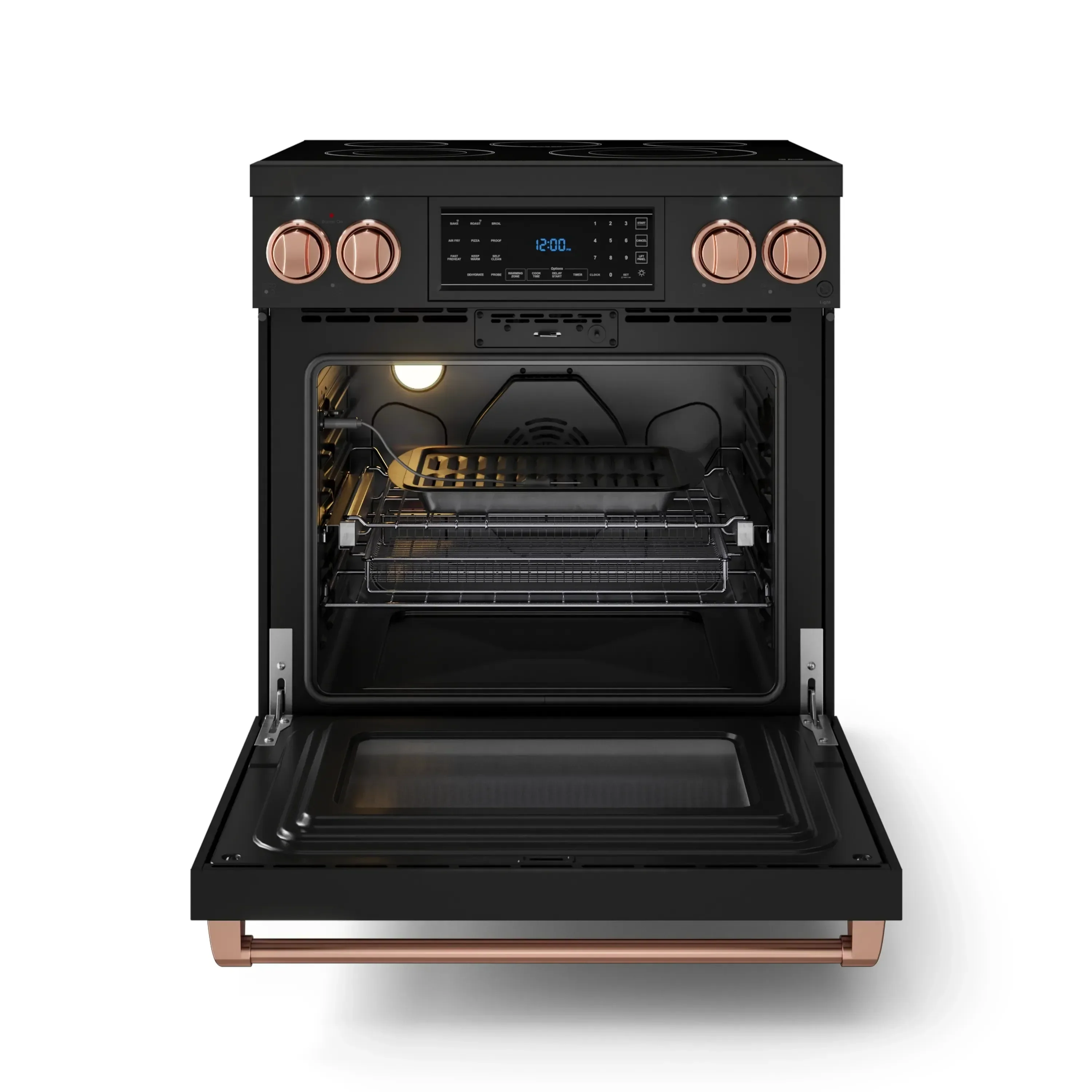 Gordon Ramsay by Thor Kitchen 4-Piece Appliance Package -  30-Inch Electric Range,  Wall Mount Range Hood, 36-Inch French Door Refrigerator, and Dishwasher in Black with Rose Gold Trim - Image 8