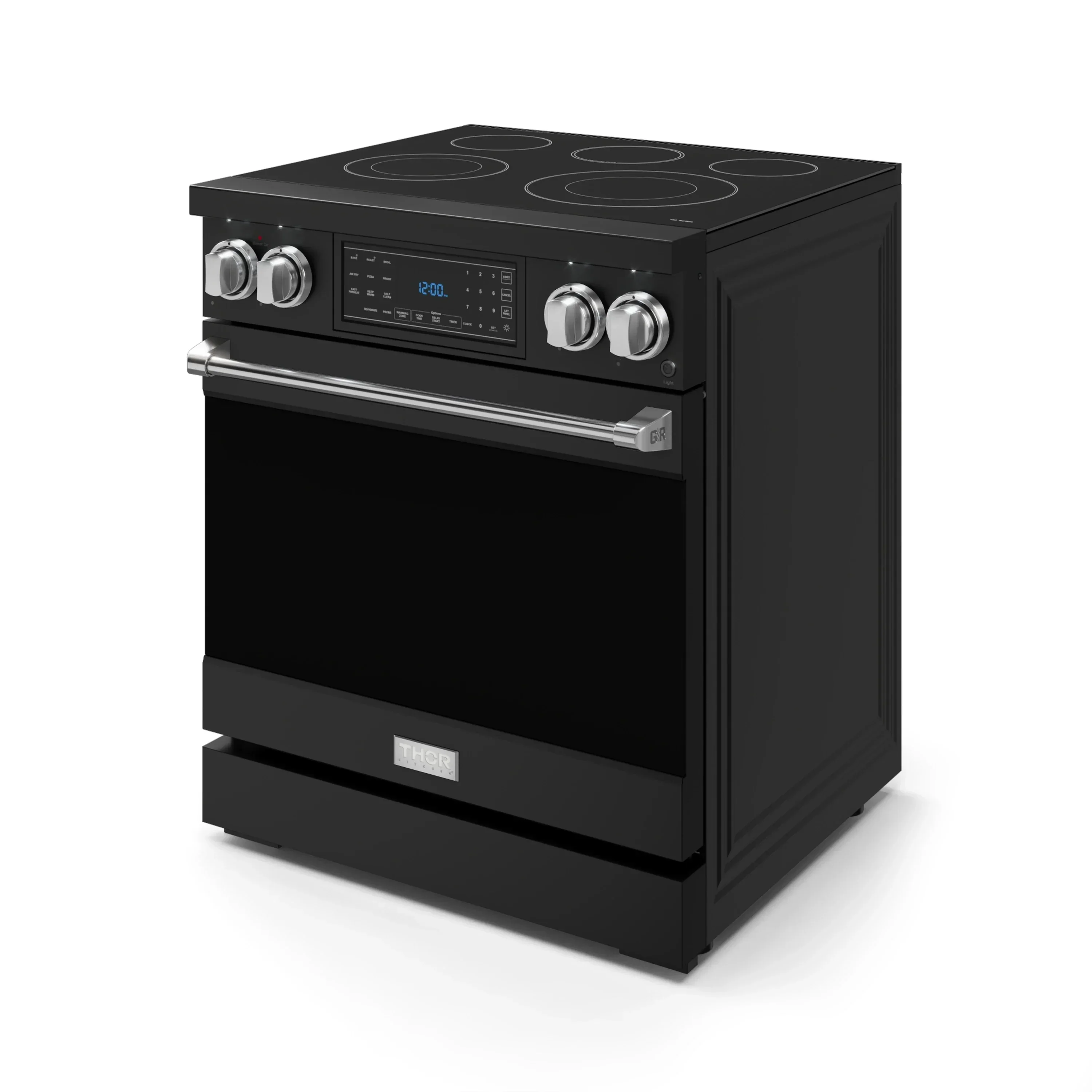 Gordon Ramsay by Thor Kitchen 4-Piece Appliance Package -  30-Inch Electric Range,  Wall Mount Range Hood, 36-Inch French Door Refrigerator, and Dishwasher in Black with Stainless Steel Trim - Image 7
