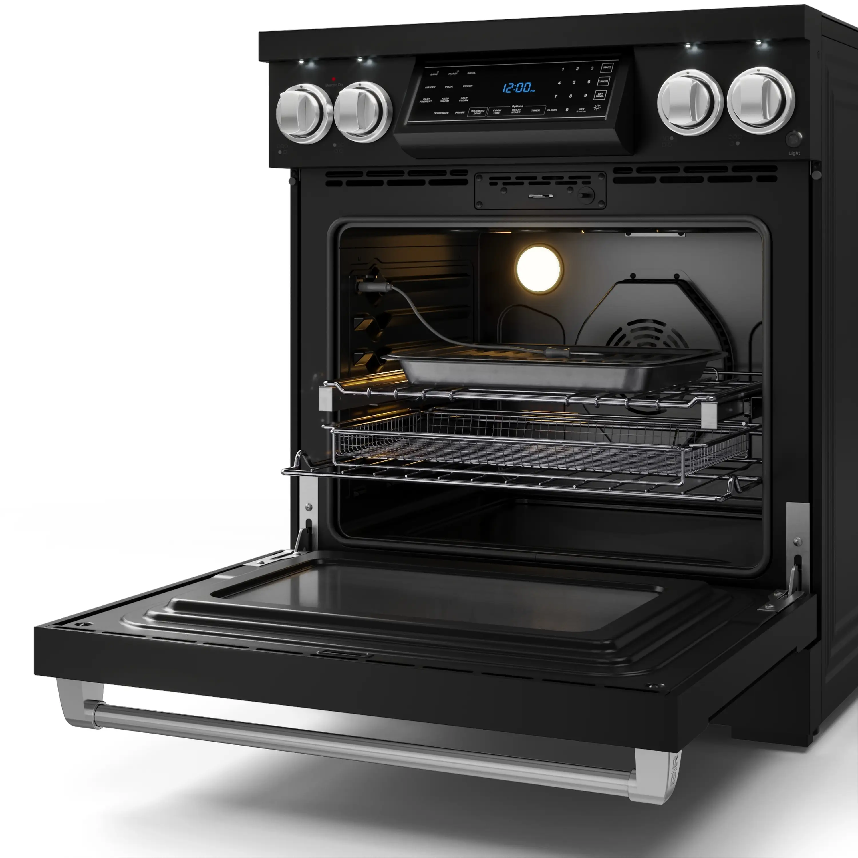 Gordon Ramsay by Thor Kitchen 4-Piece Appliance Package -  30-Inch Electric Range,  Wall Mount Range Hood, 36-Inch French Door Refrigerator, and Dishwasher in Black with Stainless Steel Trim - Image 9