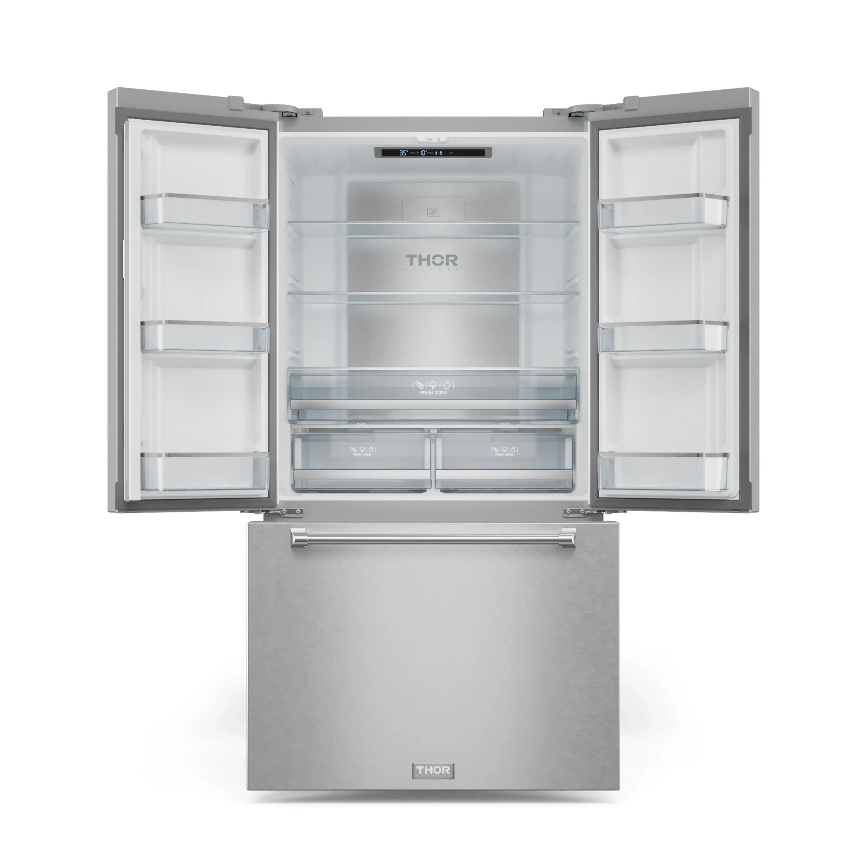Gordon Ramsay by Thor Kitchen 4-Piece Appliance Package -  36-Inch Electric Range, Wall Mount Range Hood, 36-Inch French Door Refrigerator, and Dishwasher in Stainless Steel - Image 12