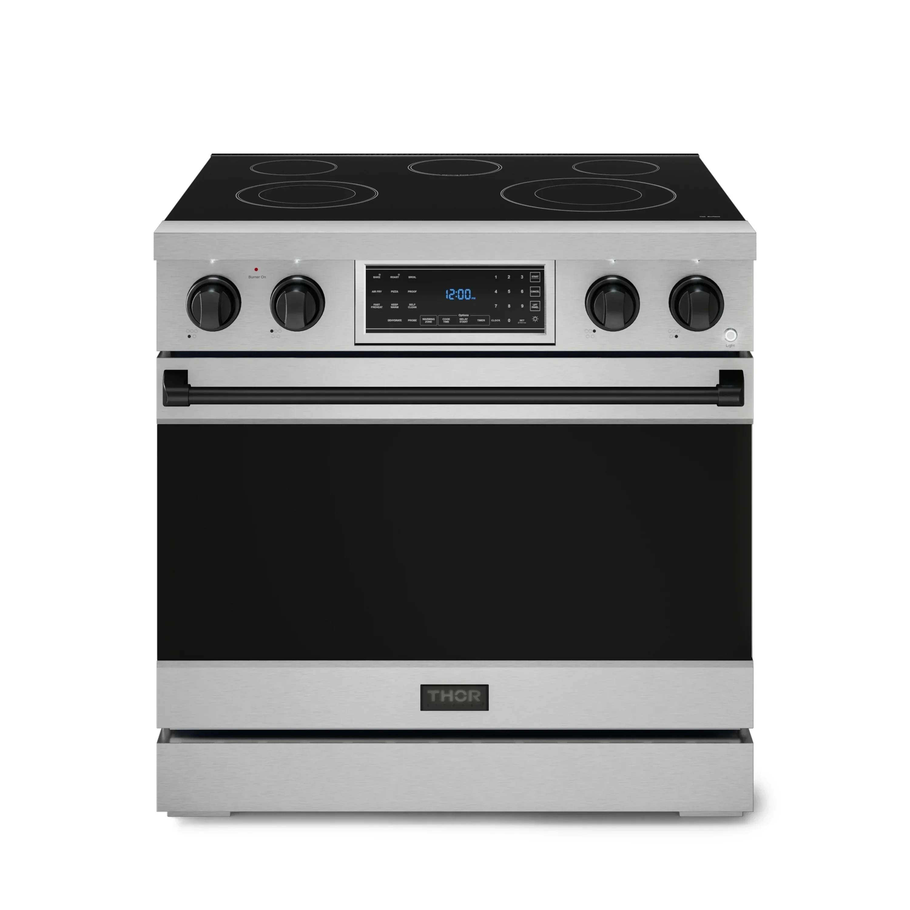 Gordon Ramsay by Thor Kitchen 4-Piece Appliance Package -  36-Inch Electric Range, Wall Mount Range Hood, 36-Inch French Door Refrigerator, and Dishwasher in Stainless Steel with Black Trim - Image 4