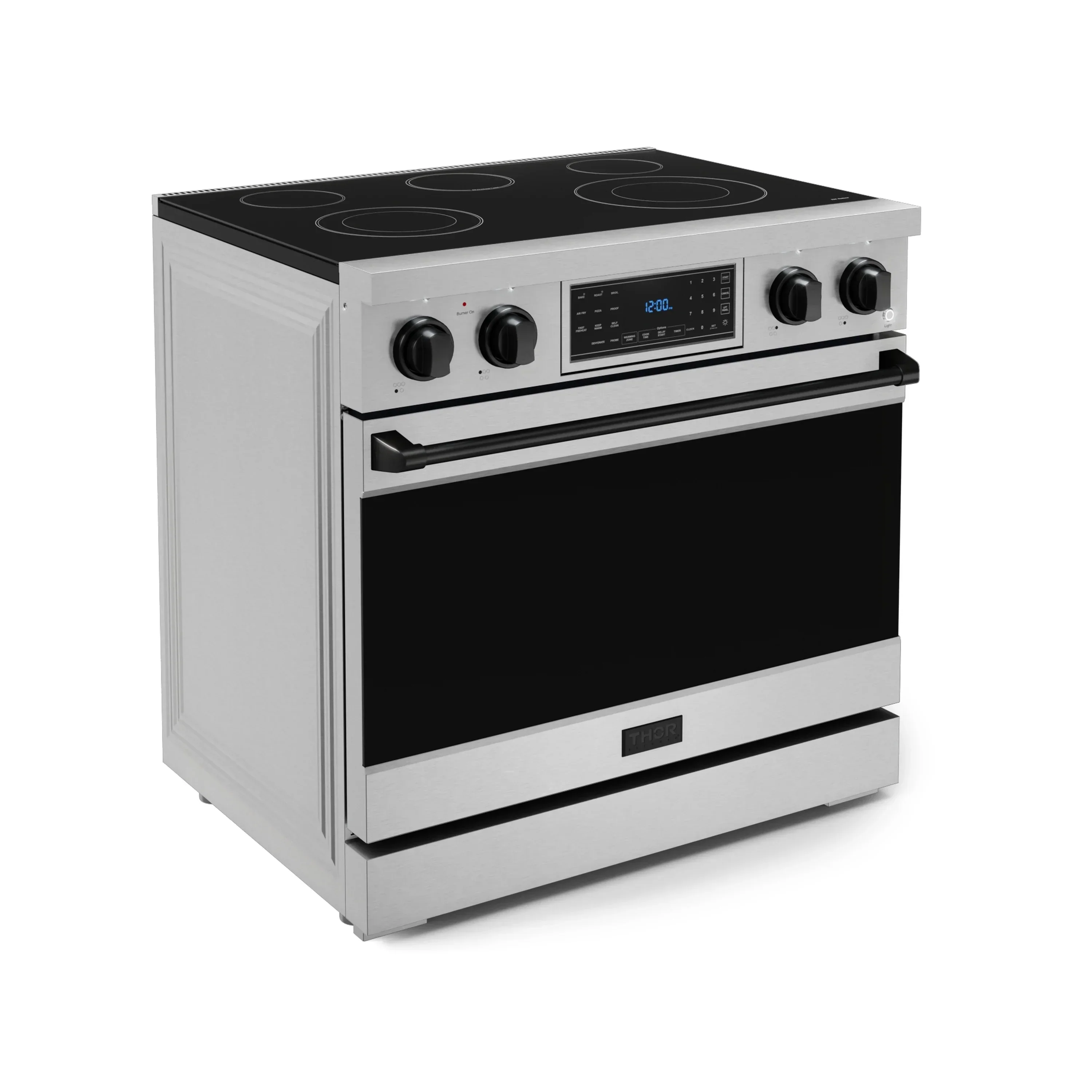 Gordon Ramsay by Thor Kitchen 4-Piece Appliance Package -  36-Inch Electric Range, Wall Mount Range Hood, 36-Inch French Door Refrigerator, and Dishwasher in Stainless Steel with Black Trim - Image 6