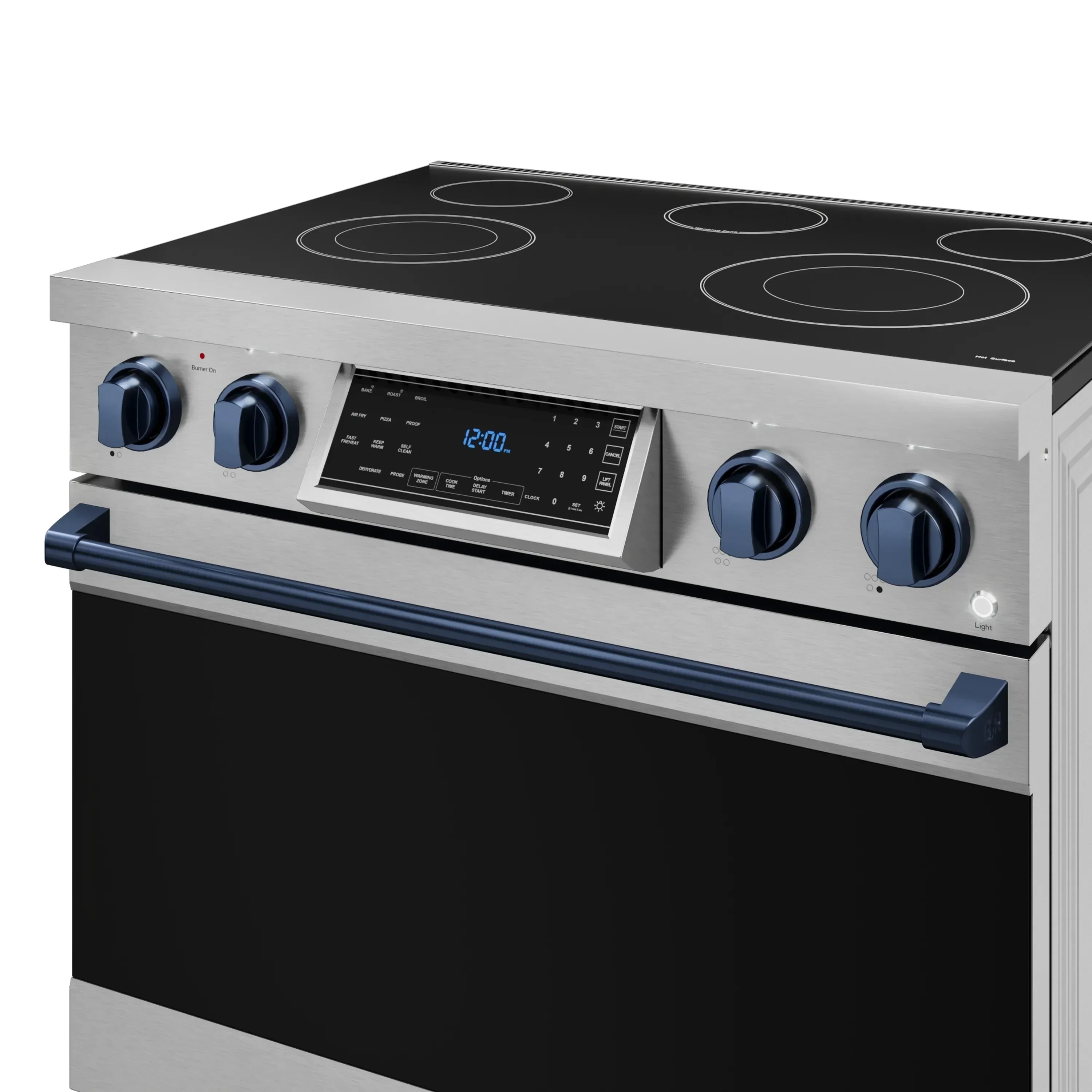 Gordon Ramsay by Thor Kitchen 4-Piece Appliance Package -  36-Inch Electric Range, Wall Mount Range Hood, 36-Inch French Door Refrigerator, and Dishwasher in Stainless Steel with Blue Trim - Image 12