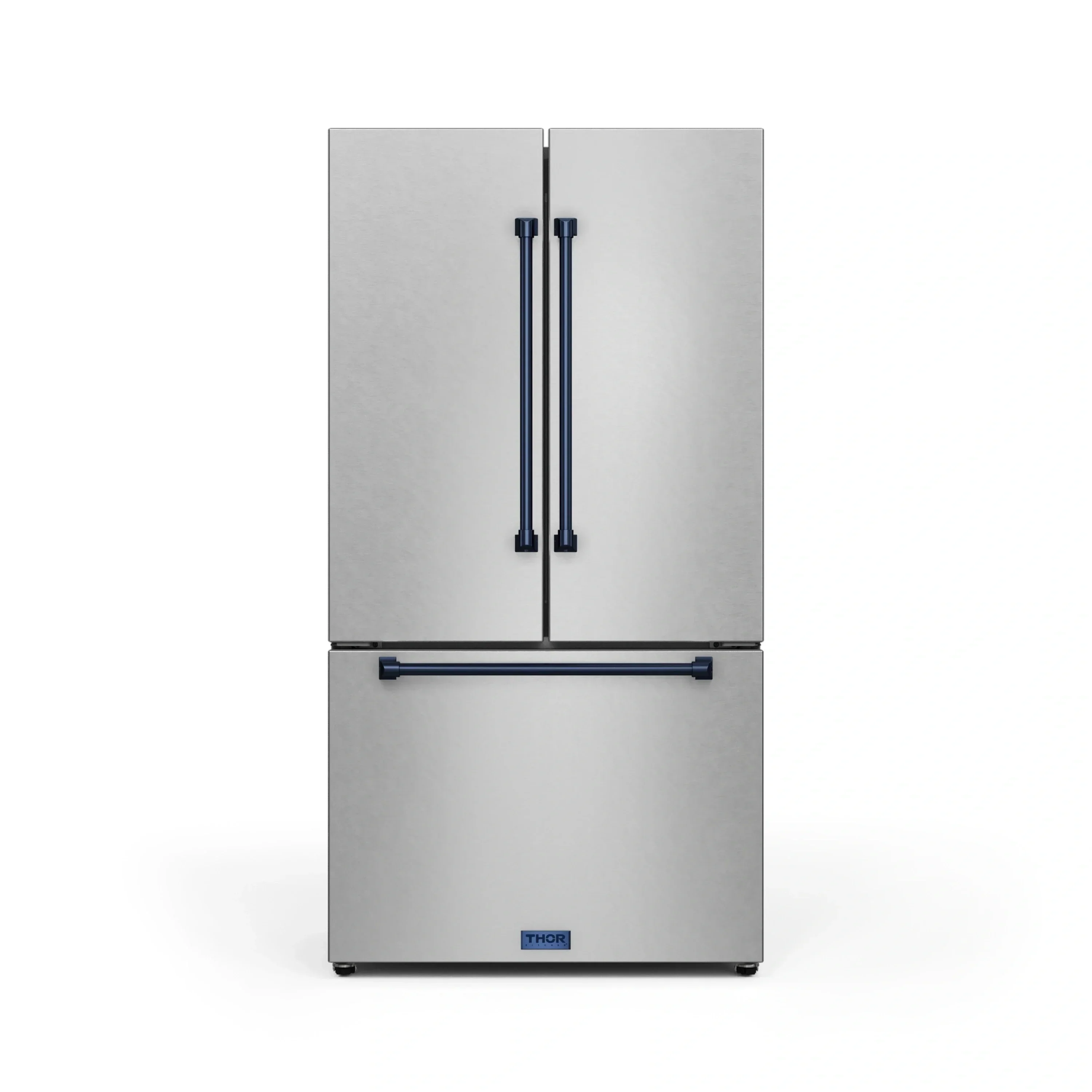 Gordon Ramsay by Thor Kitchen 4-Piece Appliance Package -  36-Inch Electric Range, Wall Mount Range Hood, 36-Inch French Door Refrigerator, and Dishwasher in Stainless Steel with Blue Trim - Image 16