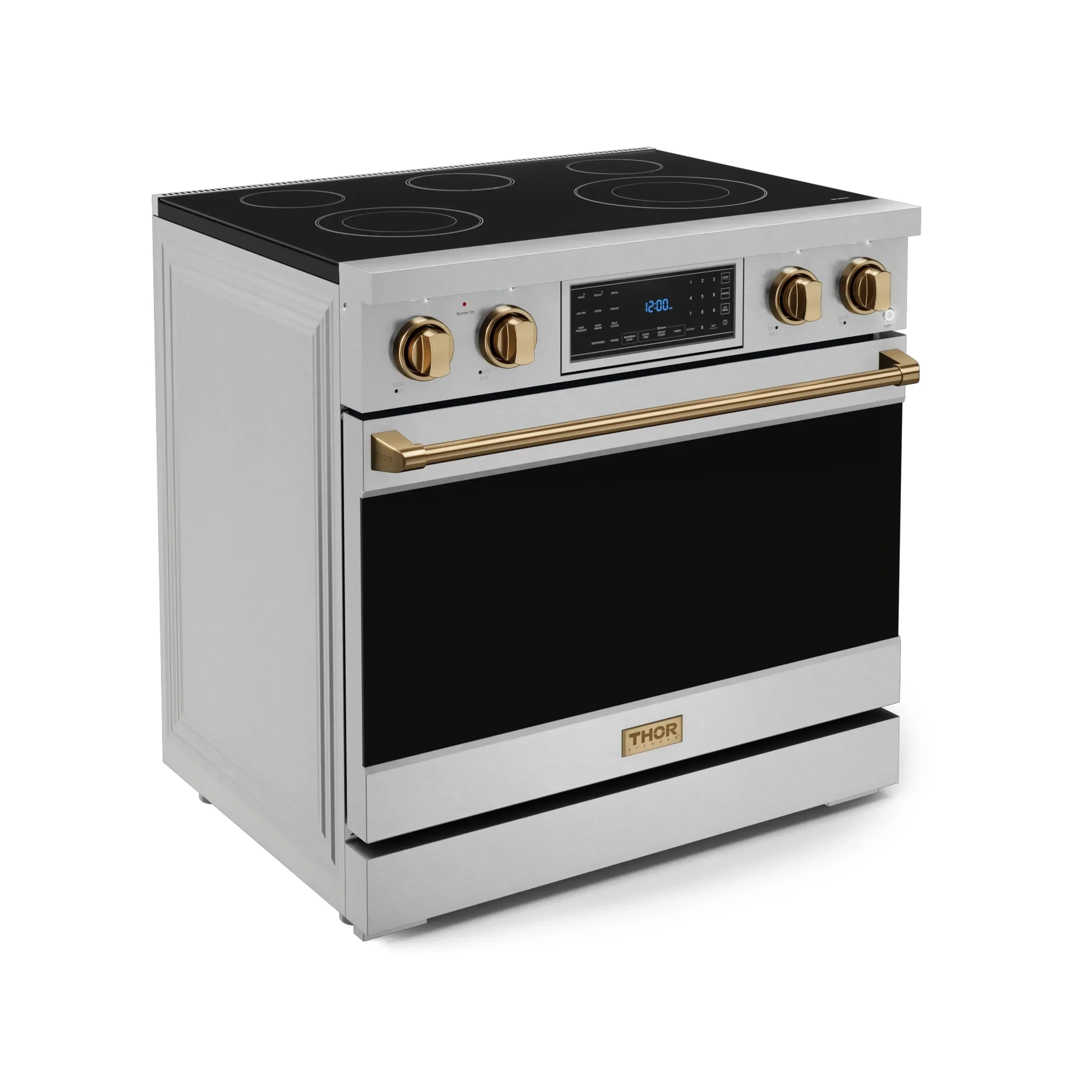 Gordon Ramsay by Thor Kitchen 4-Piece Appliance Package -  36-Inch Electric Range, Wall Mount Range Hood, 36-Inch French Door Refrigerator, and Dishwasher in Stainless Steel with Bronze Trim - Image 10
