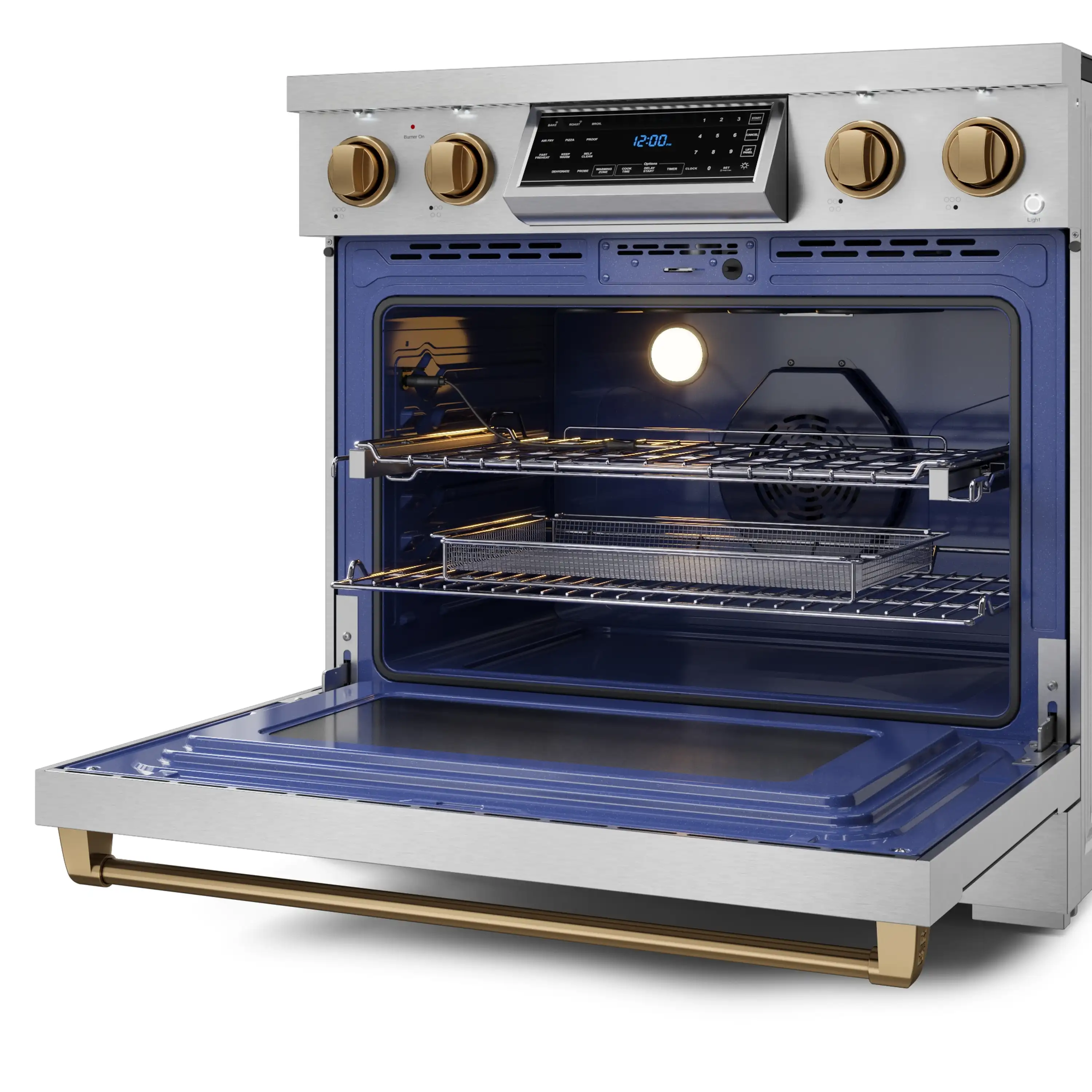 Gordon Ramsay by Thor Kitchen 4-Piece Appliance Package -  36-Inch Electric Range, Wall Mount Range Hood, 36-Inch French Door Refrigerator, and Dishwasher in Stainless Steel with Bronze Trim - Image 13