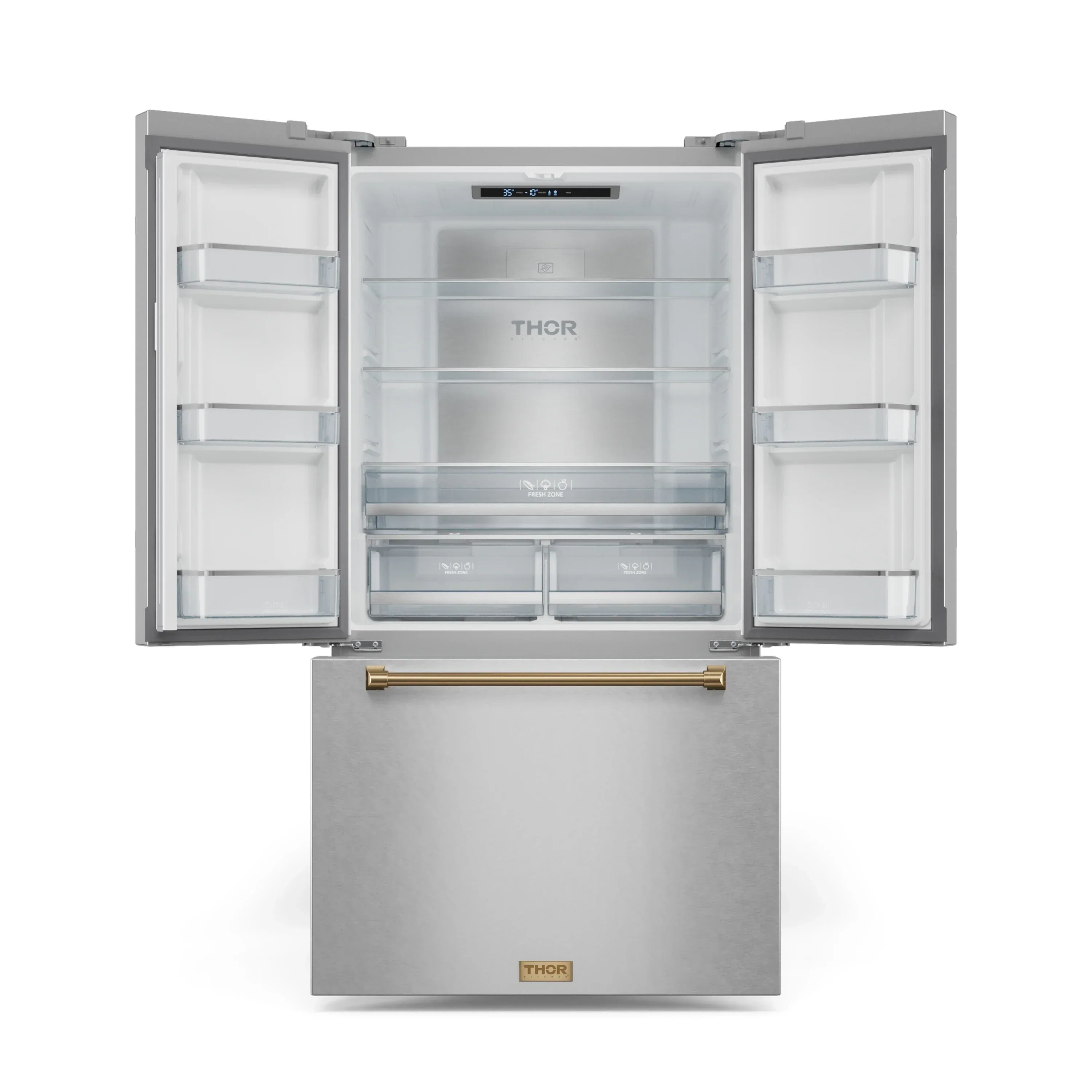 Gordon Ramsay by Thor Kitchen 4-Piece Appliance Package -  36-Inch Electric Range, Wall Mount Range Hood, 36-Inch French Door Refrigerator, and Dishwasher in Stainless Steel with Bronze Trim - Image 20