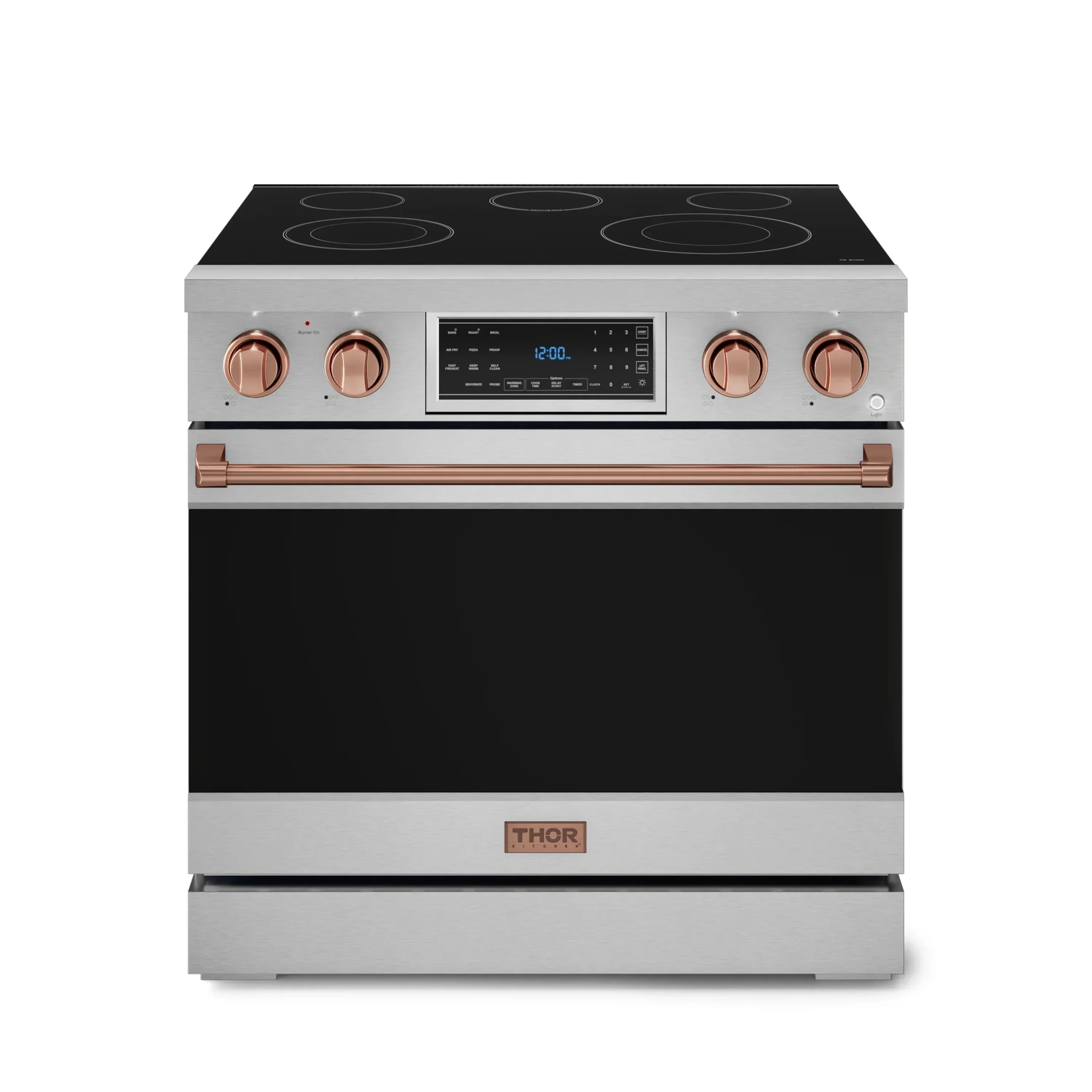 Gordon Ramsay by Thor Kitchen 4-Piece Appliance Package -  36-Inch Electric Range, Wall Mount Range Hood, 36-Inch French Door Refrigerator, and Dishwasher in Stainless Steel with Rose Gold Trim - Image 4