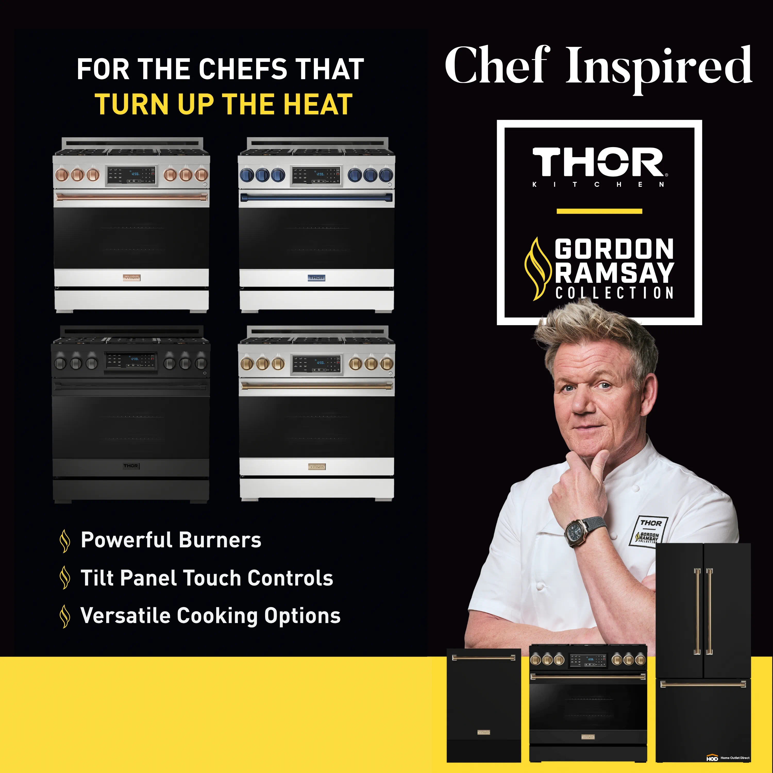 Gordon Ramsay by Thor Kitchen 4-Piece Appliance Package -  36-Inch Electric Range, Wall Mount Range Hood, 36-Inch French Door Refrigerator, and Dishwasher in Stainless Steel with Rose Gold Trim - Image 5