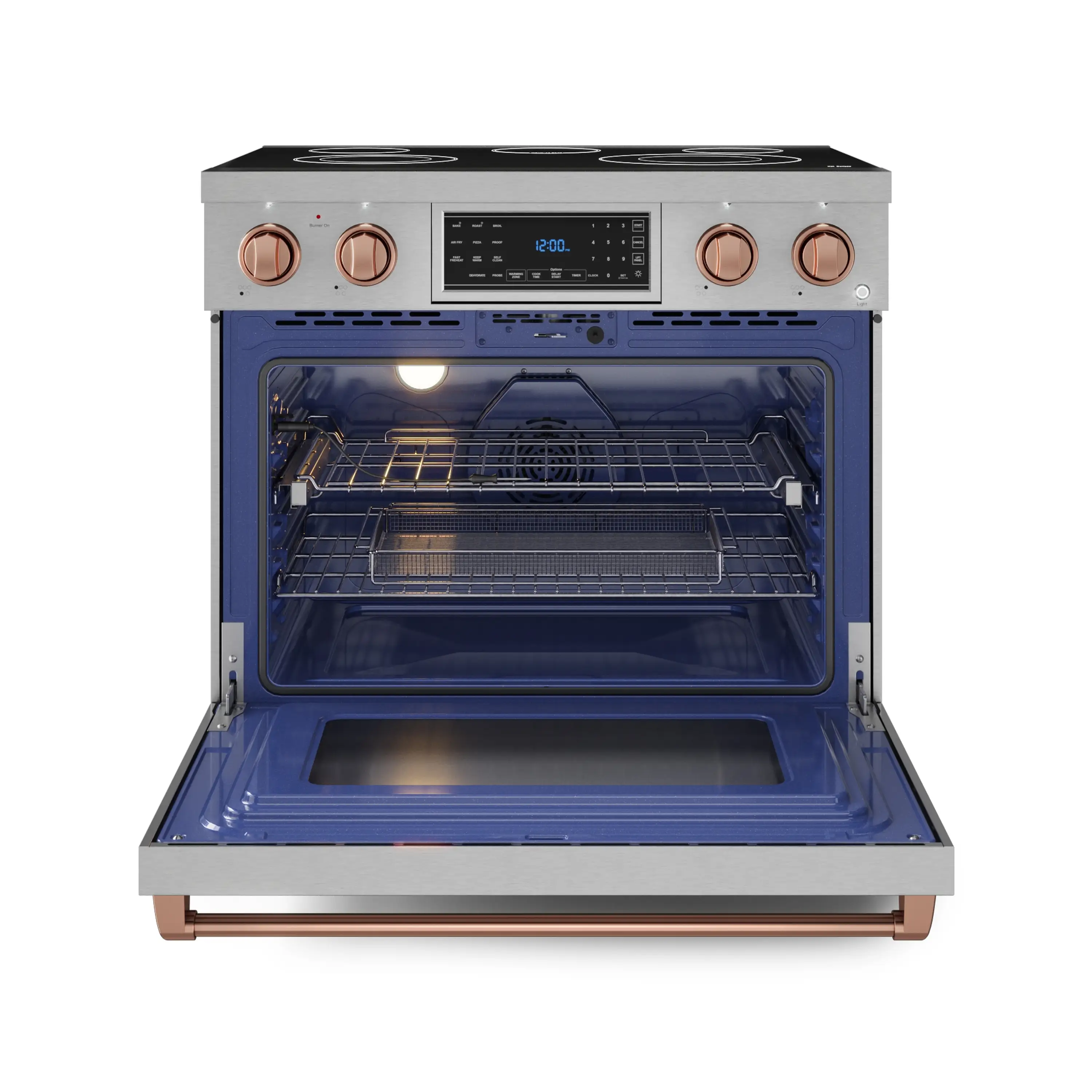 Gordon Ramsay by Thor Kitchen 4-Piece Appliance Package -  36-Inch Electric Range, Wall Mount Range Hood, 36-Inch French Door Refrigerator, and Dishwasher in Stainless Steel with Rose Gold Trim - Image 8
