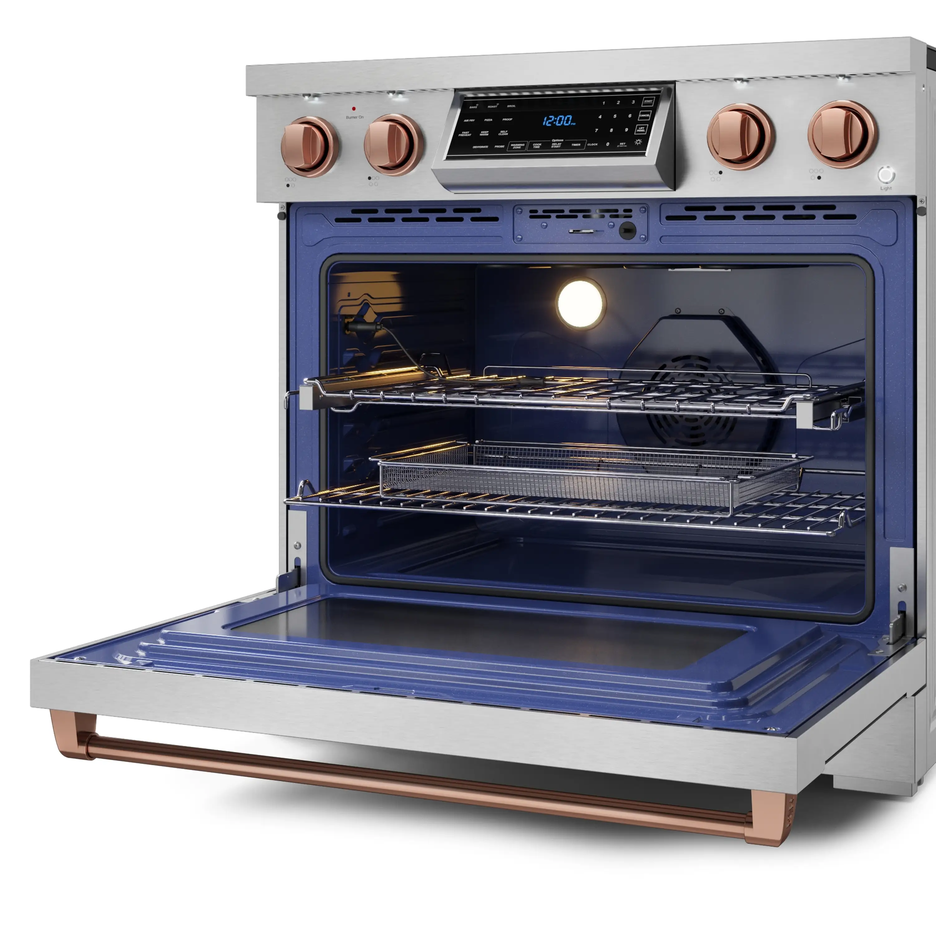 Gordon Ramsay by Thor Kitchen 4-Piece Appliance Package -  36-Inch Electric Range, Wall Mount Range Hood, 36-Inch French Door Refrigerator, and Dishwasher in Stainless Steel with Rose Gold Trim - Image 9