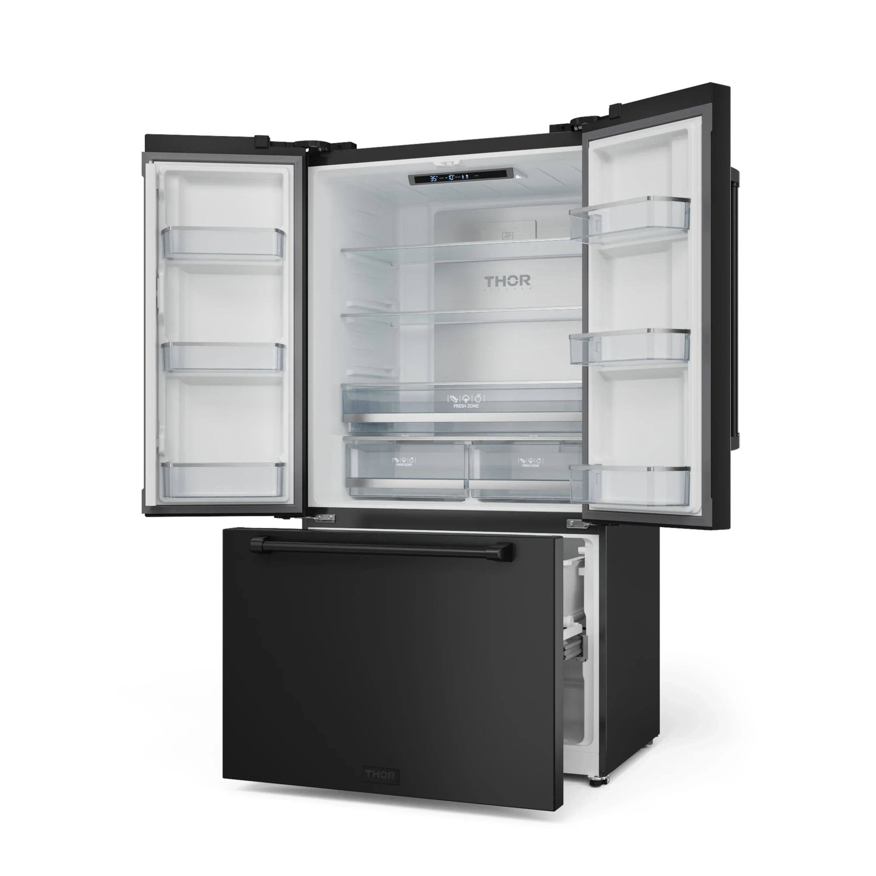 Gordon Ramsay by Thor Kitchen 4-Piece Appliance Package -  36-Inch Electric Range, Wall Mount Range Hood, 36-Inch French Door Refrigerator, and Dishwasher in Black - Image 18