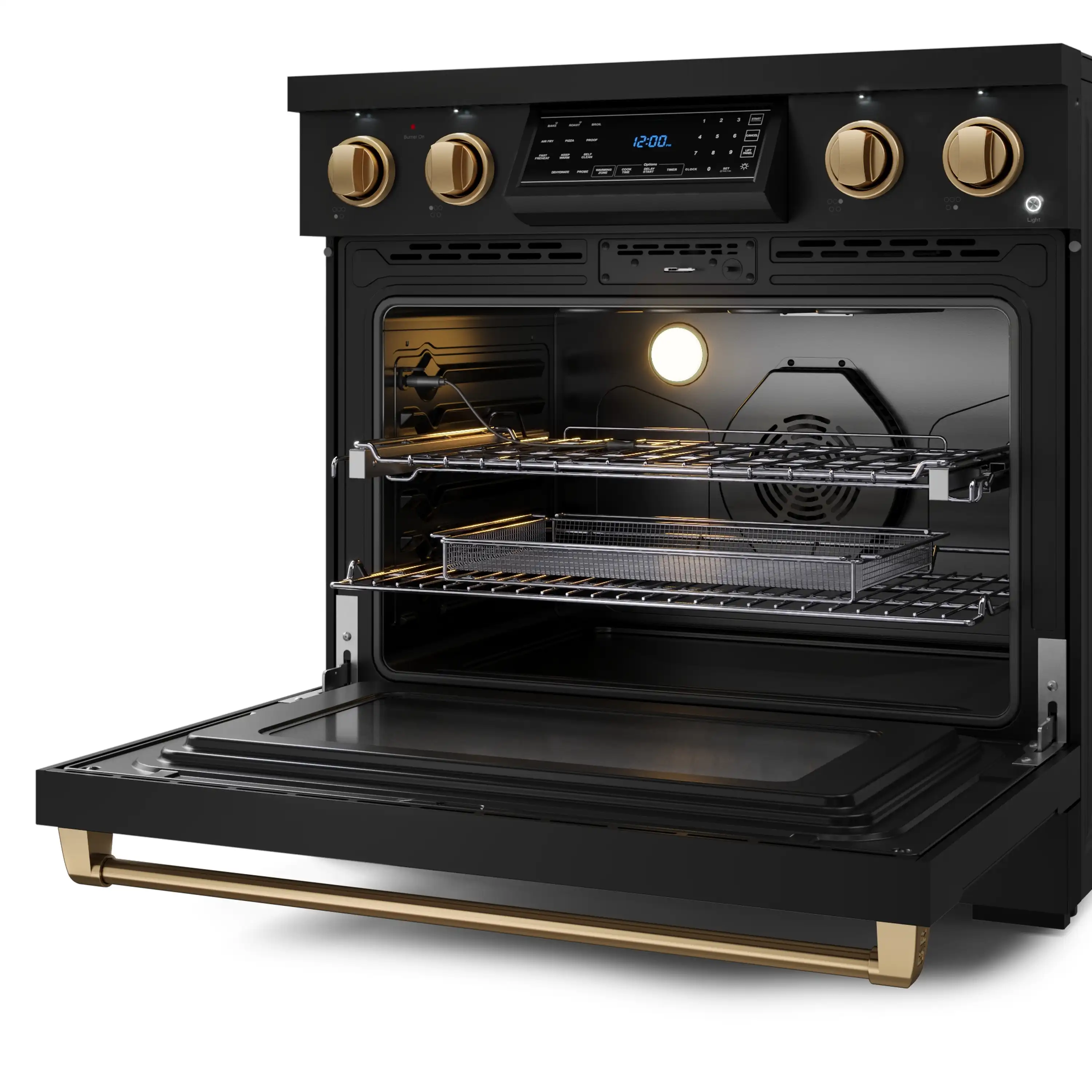 Gordon Ramsay by Thor Kitchen 4-Piece Appliance Package -  36-Inch Electric Range, Wall Mount Range Hood, 36-Inch French Door Refrigerator, and Dishwasher in Black with Bronze Trim - Image 13