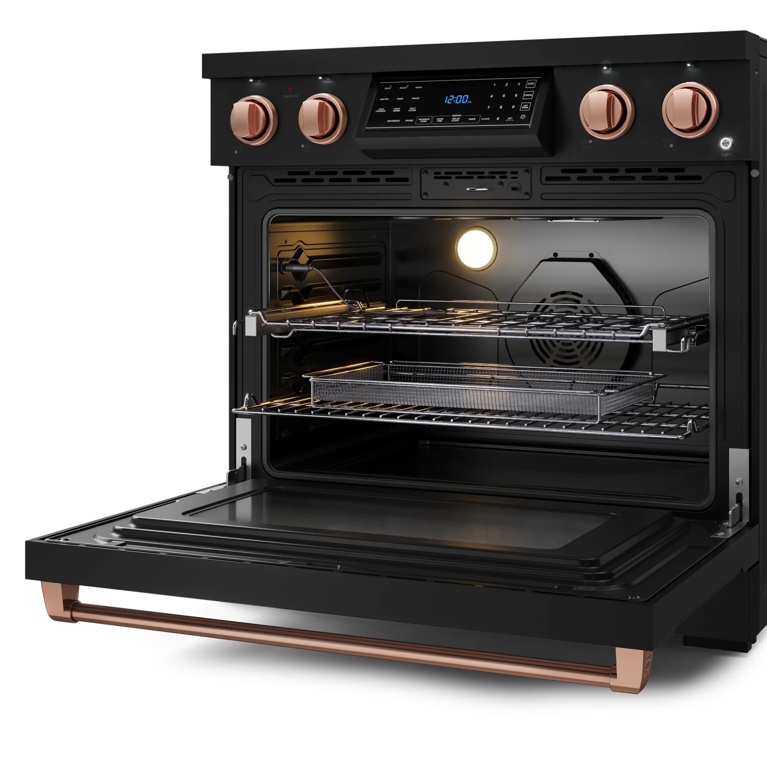Gordon Ramsay by Thor Kitchen 4-Piece Appliance Package -  36-Inch Electric Range, Wall Mount Range Hood, 36-Inch French Door Refrigerator, and Dishwasher in Black with Rose Gold Trim - Image 10