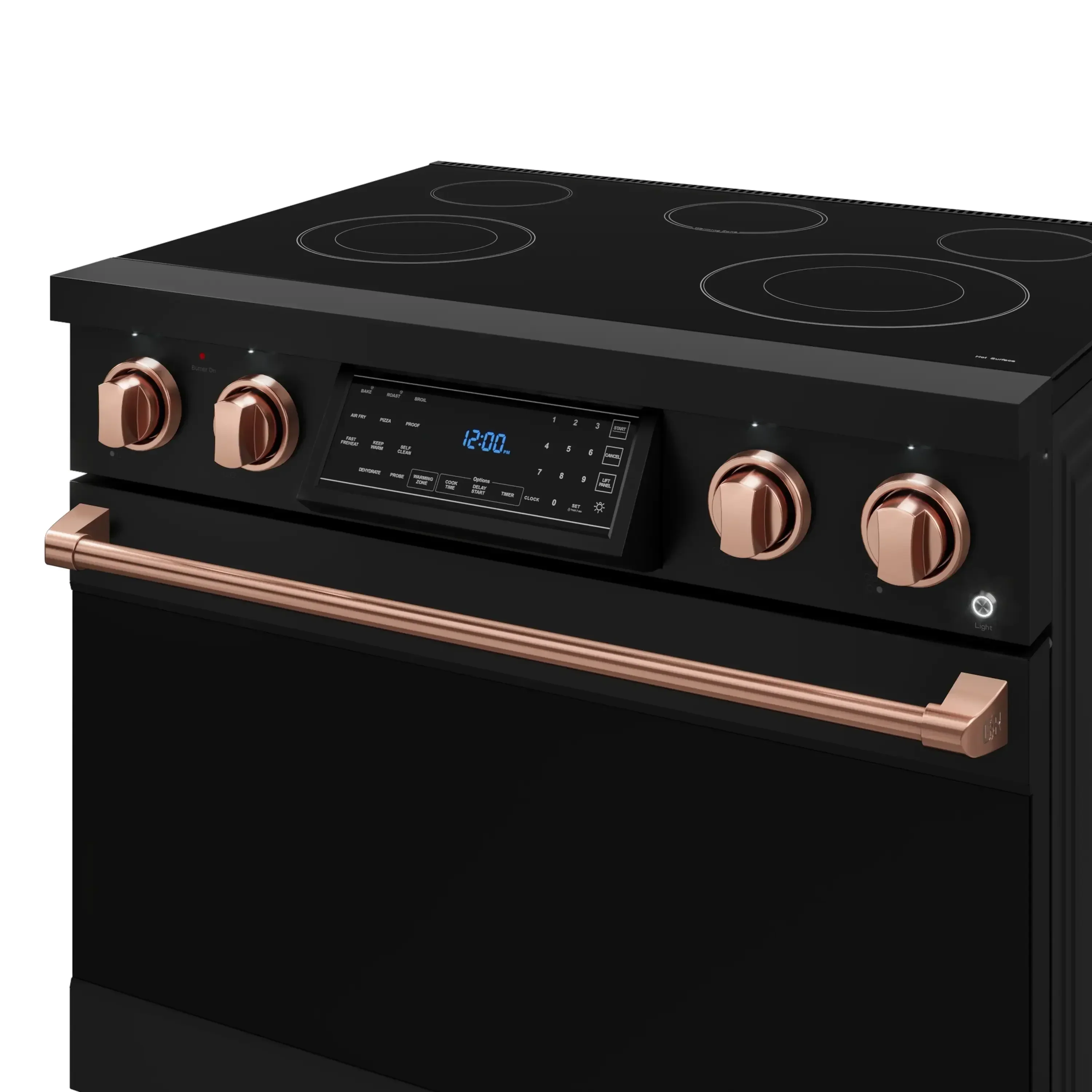 Gordon Ramsay by Thor Kitchen 4-Piece Appliance Package -  36-Inch Electric Range, Wall Mount Range Hood, 36-Inch French Door Refrigerator, and Dishwasher in Black with Rose Gold Trim - Image 12